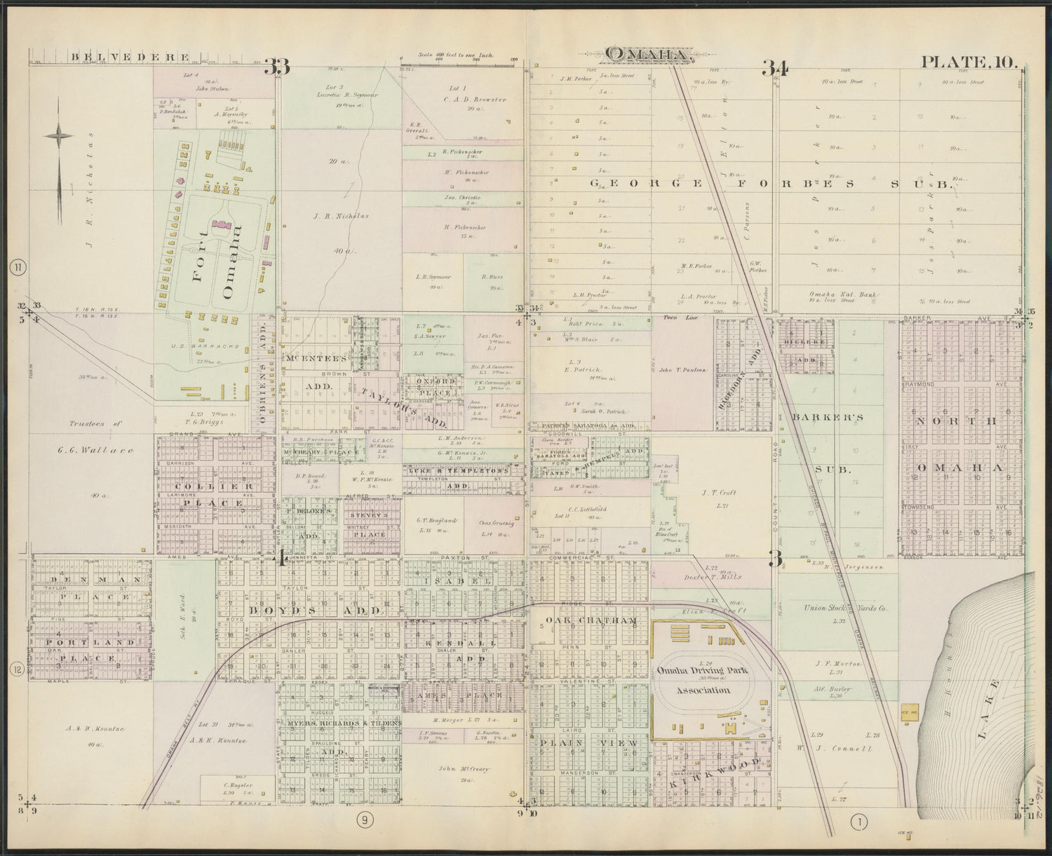 Image 12 of a Complete Set of Surveys and Plats of Properties In the City of Omaha and Environs, Nebraska (maps Only) from a Complete Set of Surveys and Plats of Properties In the City of Omaha and Environs, Nebraska 1887 by Relic Map Company