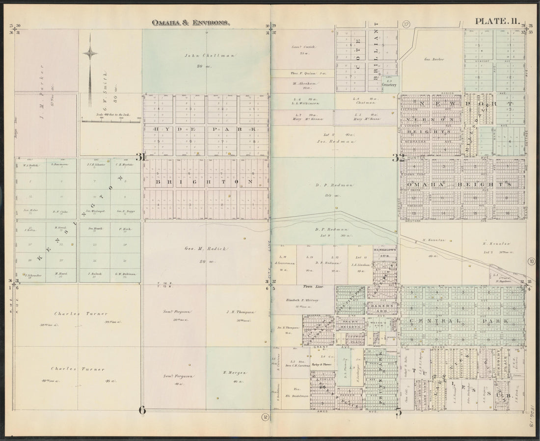 This old map of Nebraska, Omaha, Omaha Metropolitan Area,  was created by Hopkins, Griffith Morgan in 1887