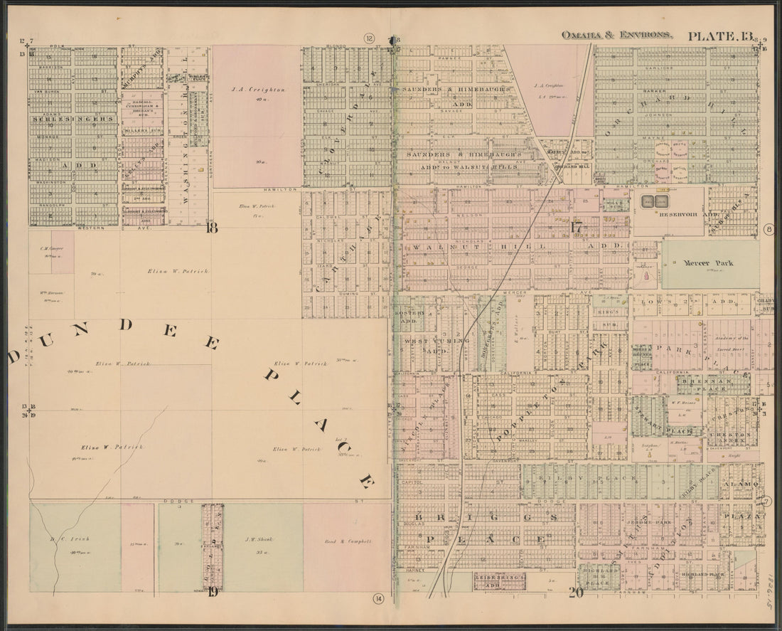 This old map of Nebraska, Omaha, Omaha Metropolitan Area,  was created by Hopkins, Griffith Morgan in 1887