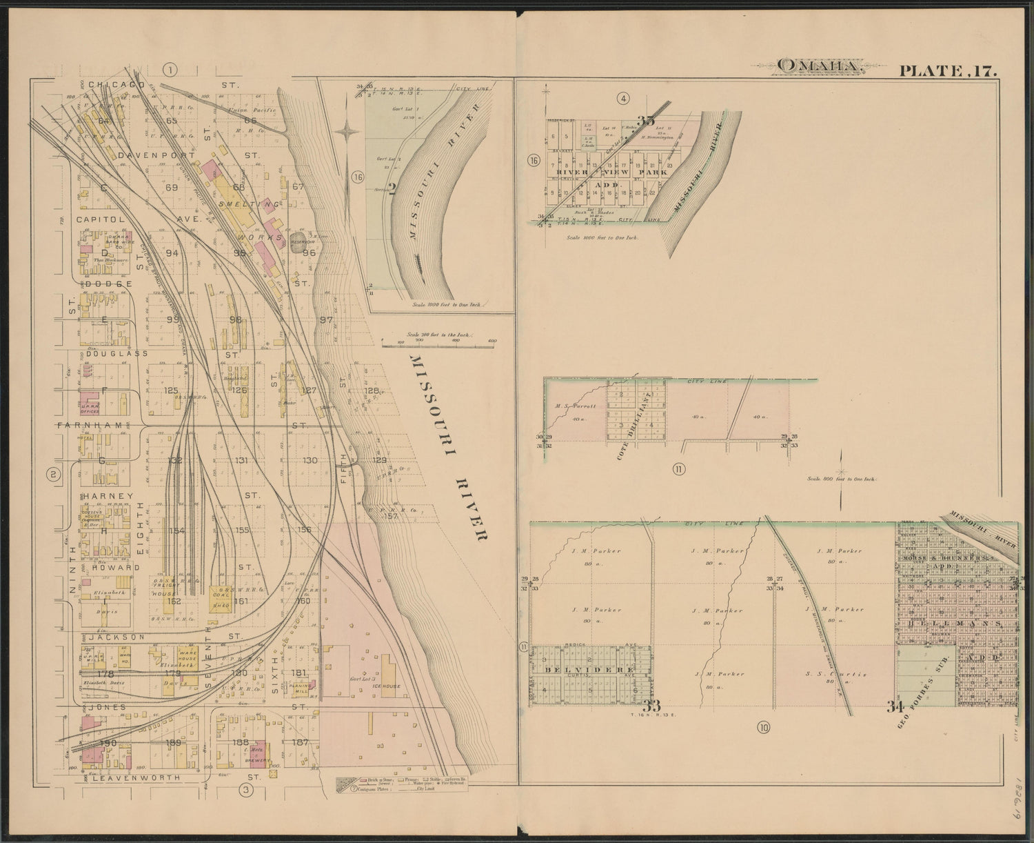 Image 19 of a Complete Set of Surveys and Plats of Properties In the City of Omaha and Environs, Nebraska (maps Only) from a Complete Set of Surveys and Plats of Properties In the City of Omaha and Environs, Nebraska 1887 by Relic Map Company