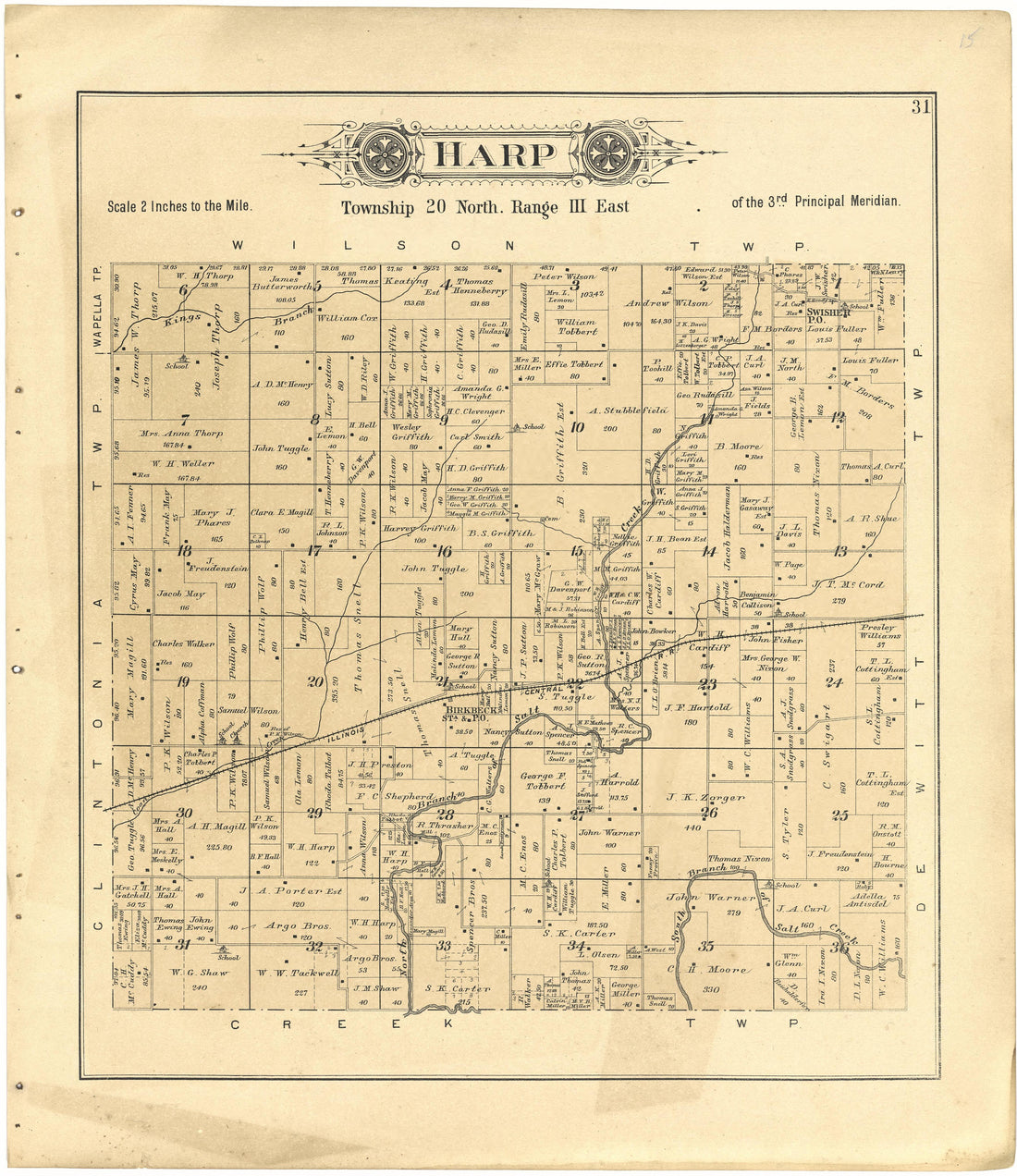 Harp from Plat Book of De Witt County, Illinois 1894 by Relic Map Company