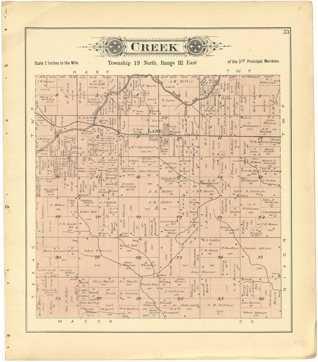 Creek from Plat Book of De Witt County, Illinois 1894 by Relic Map Company
