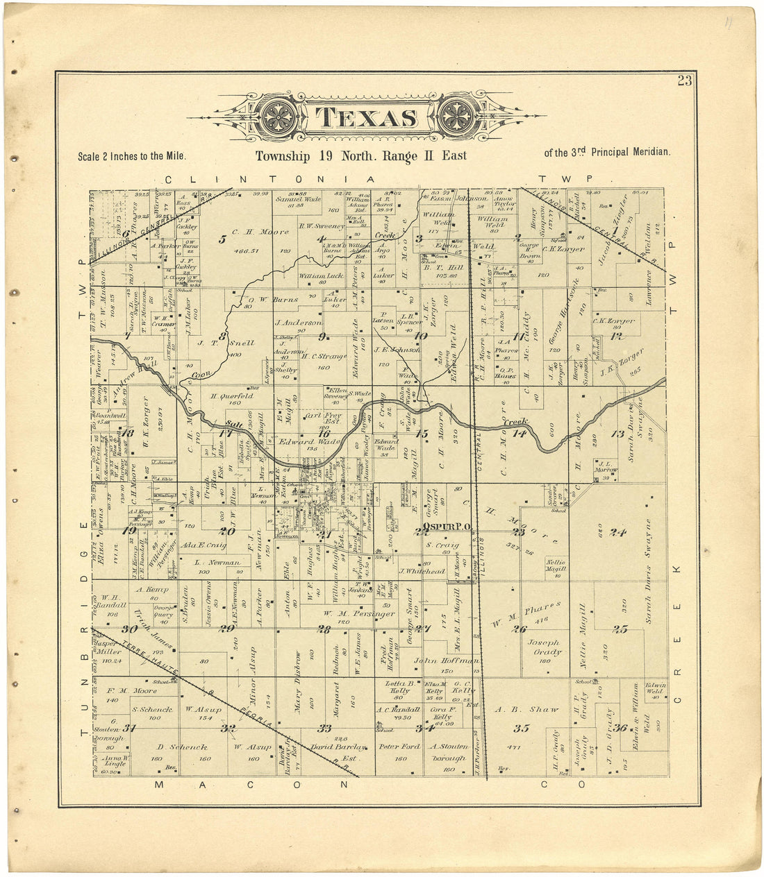 Texas from Plat Book of De Witt County, Illinois 1894 by Relic Map Company