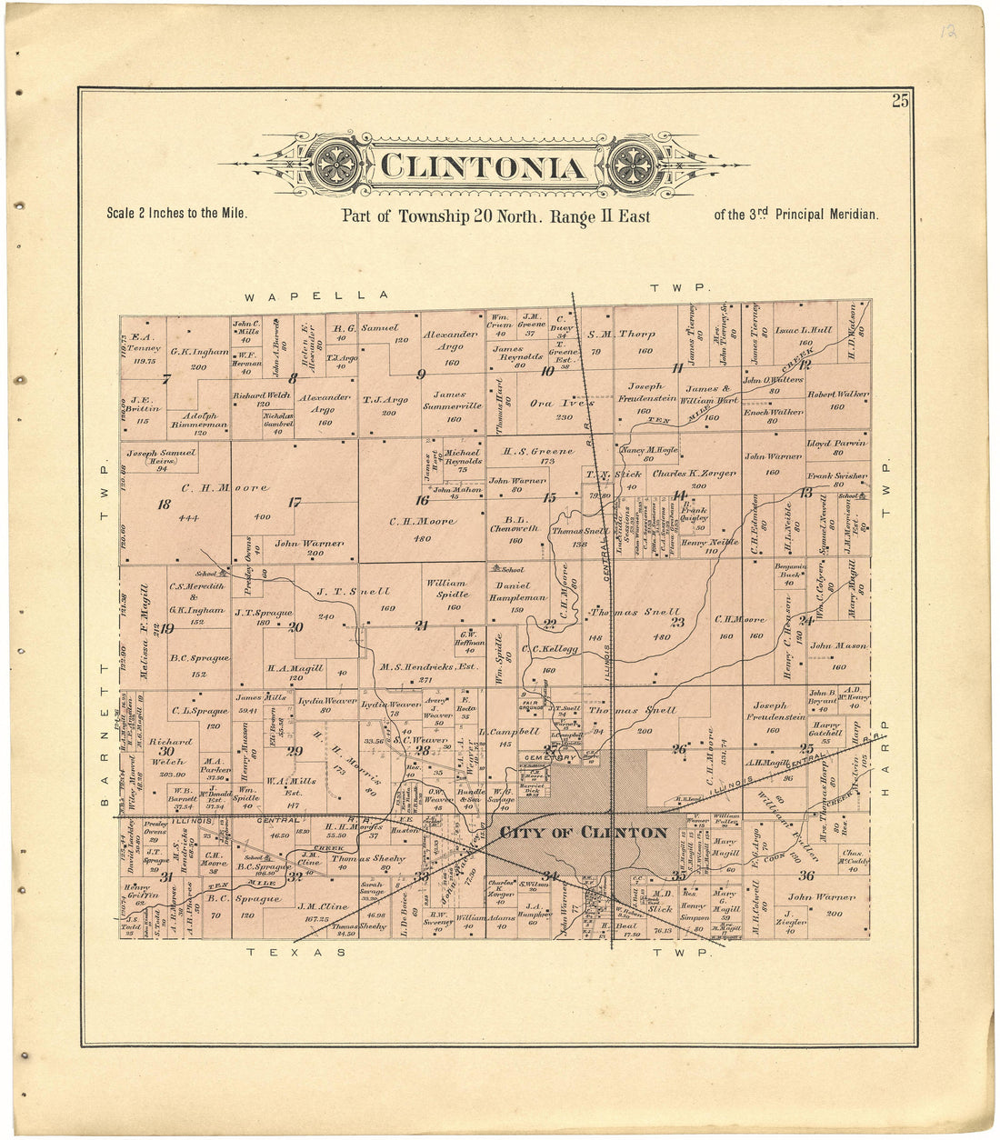 Clintonia from Plat Book of De Witt County, Illinois 1894 by Relic Map Company