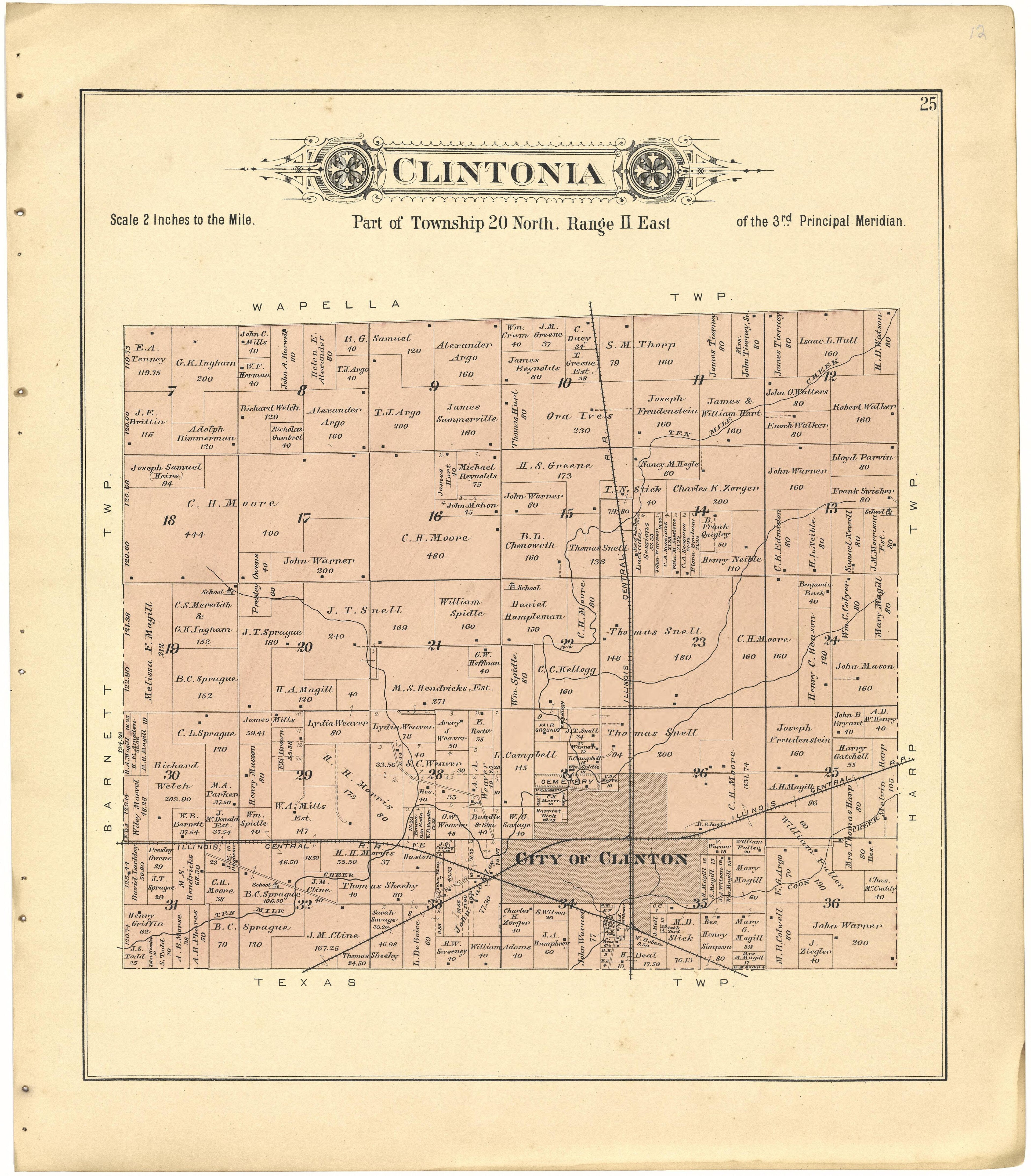 Clintonia from Plat Book of De Witt County, Illinois 1894 by Relic Map Company