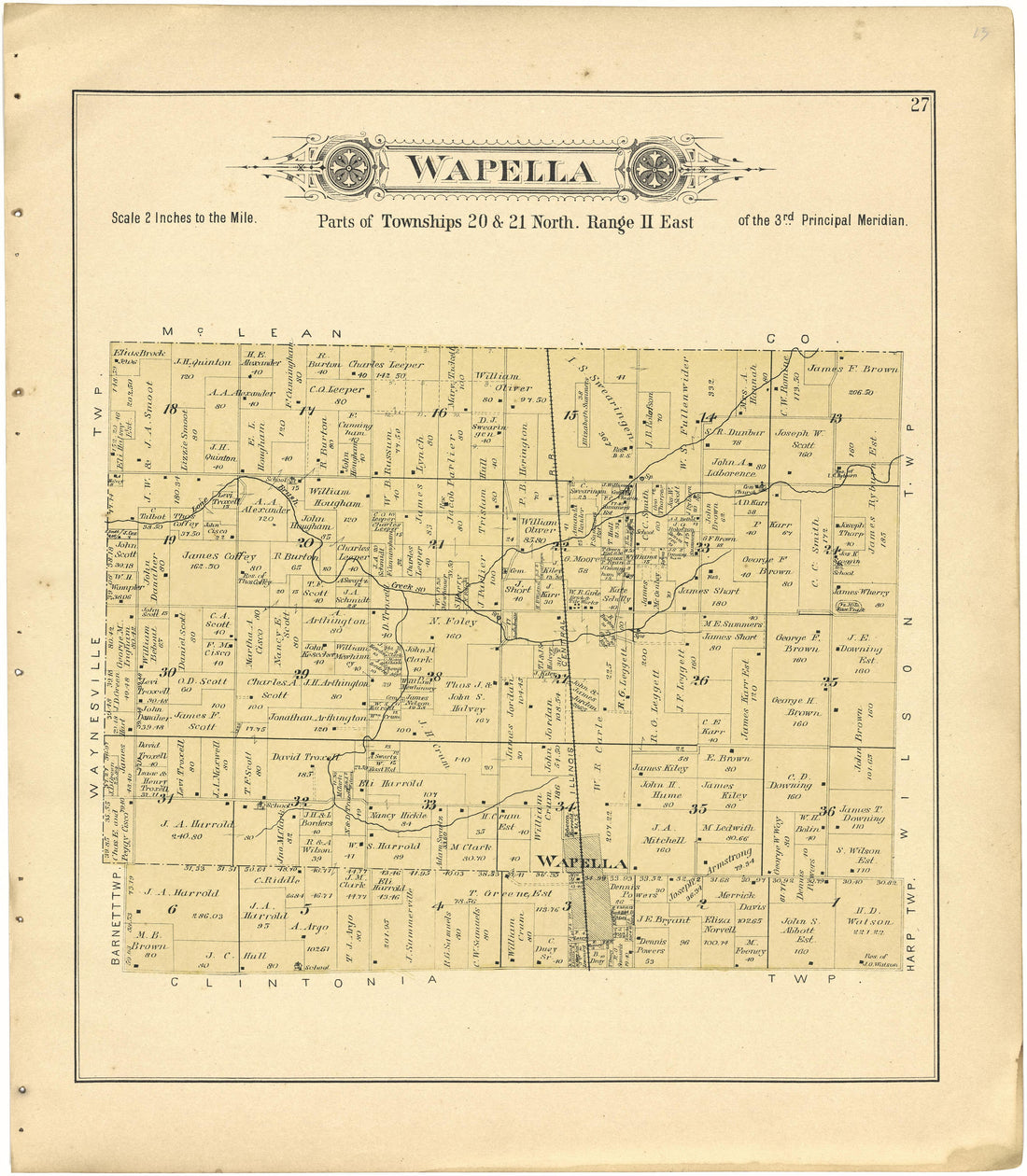 Wapella from Plat Book of De Witt County, Illinois 1894 by Relic Map Company