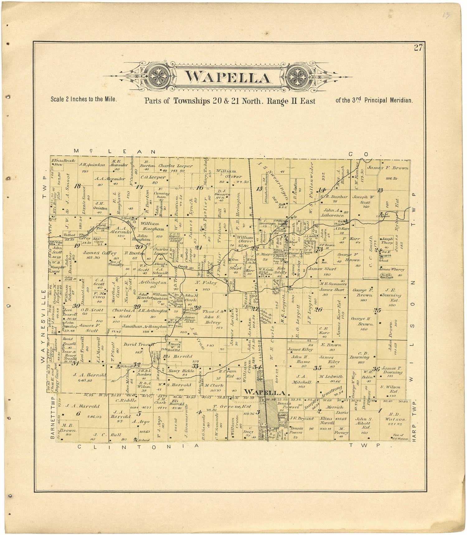 Wapella from Plat Book of De Witt County, Illinois 1894 by Relic Map Company