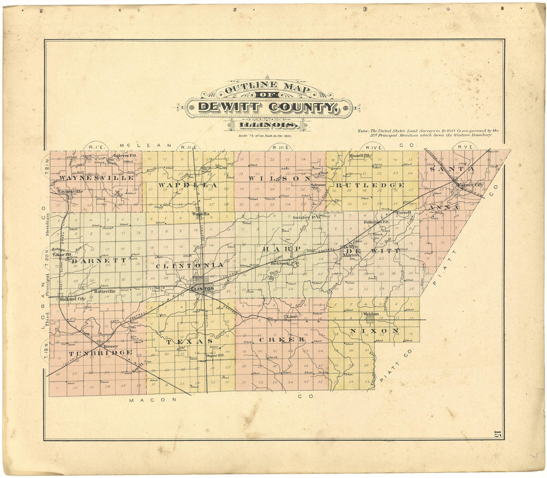 Outline Map of DeWitt County, Illinois from Plat Book of De Witt County, Illinois 1894 by Relic Map Company