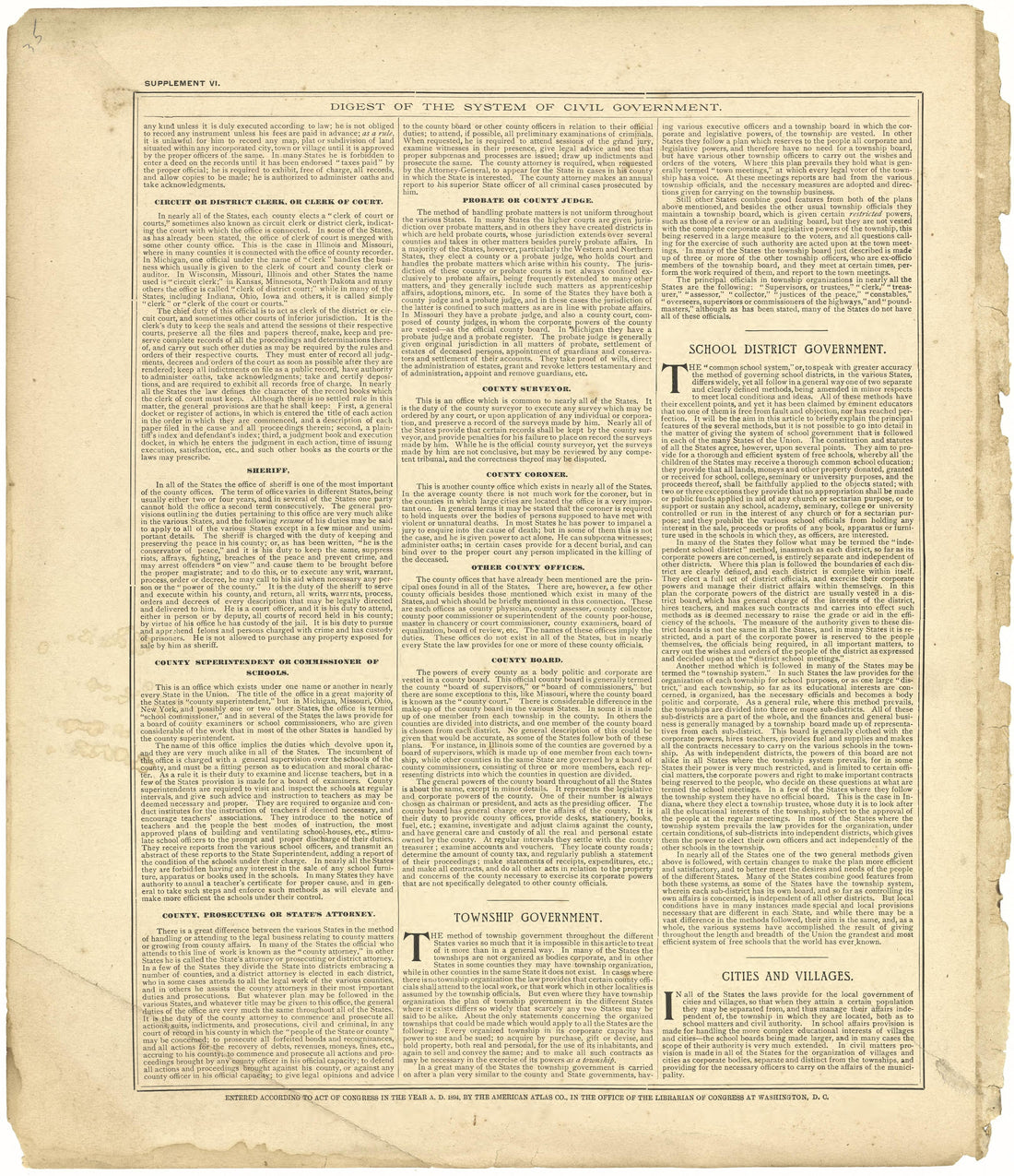 Digest of the System of Civil Government Continued from Plat Book of De Witt County, Illinois 1894 by Relic Map Company