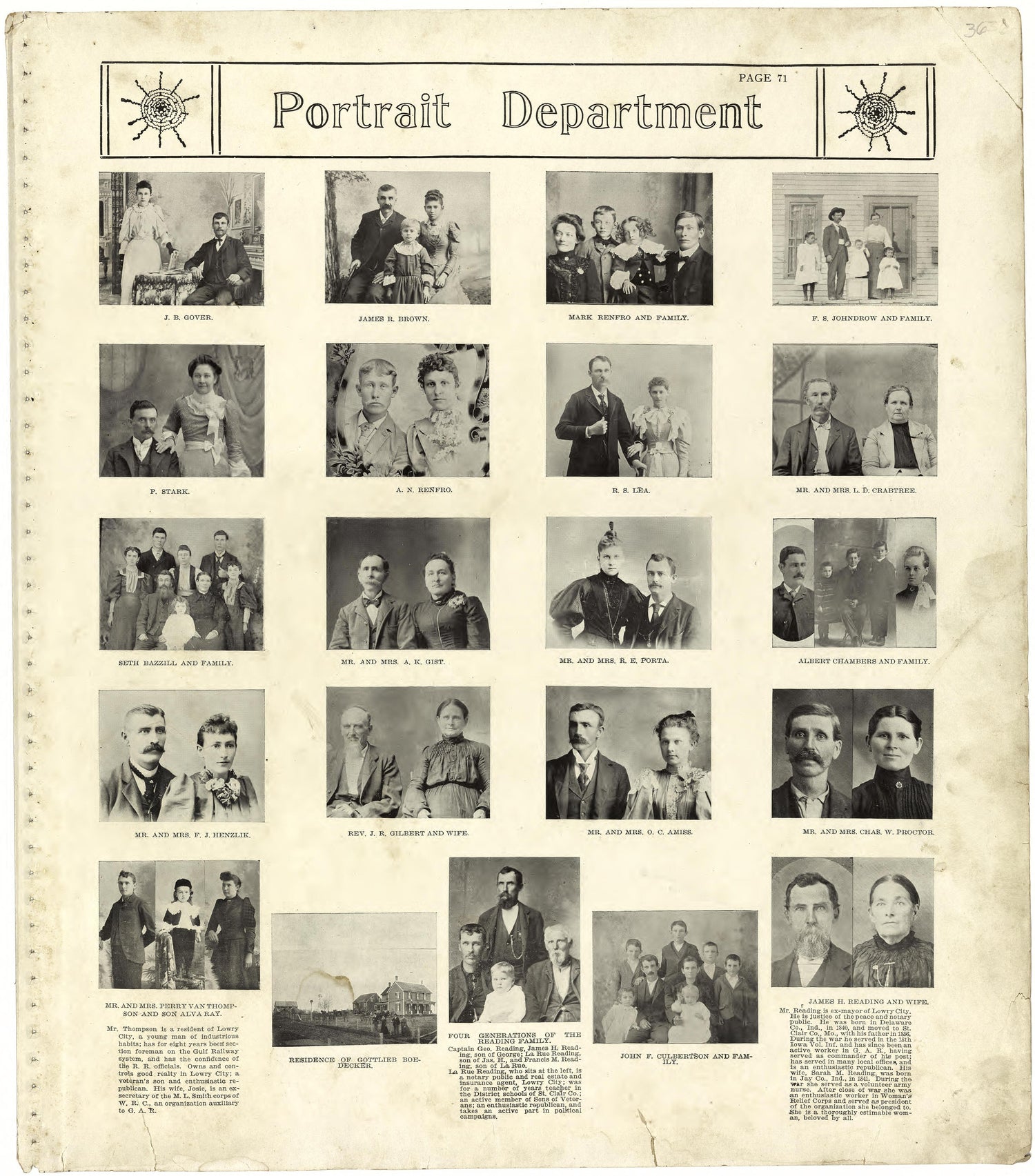 Portrait Department from Standard Atlas of St. Clair County, Missouri : Including a Plat Book of the Villages, Cities and Townships of the County, Map of the State, United States and World, Patrons Directory, Reference … 1903 by Relic Map Company