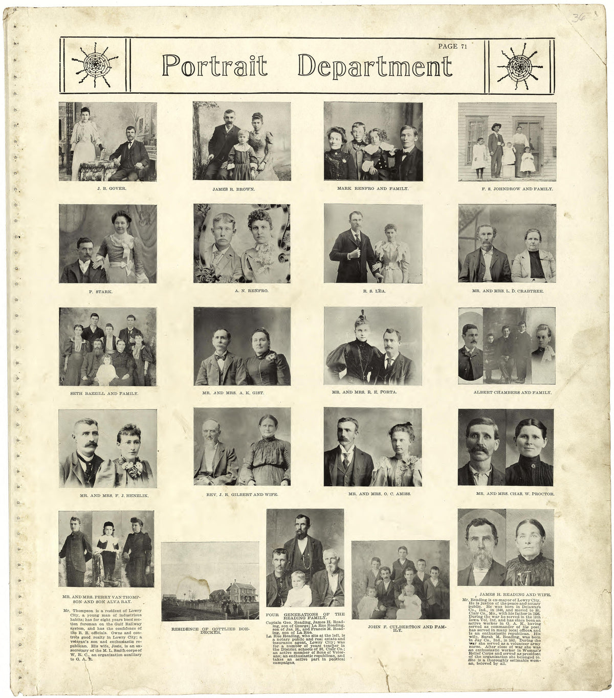 Portrait Department from Standard Atlas of St. Clair County, Missouri : Including a Plat Book of the Villages, Cities and Townships of the County, Map of the State, United States and World, Patrons Directory, Reference … 1903 by Relic Map Company