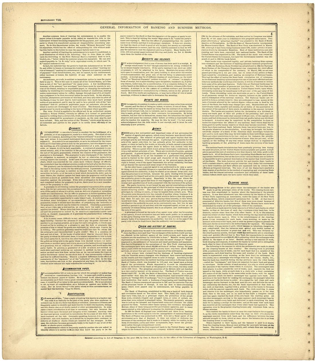 General Information On Banking and Business Methods from Standard Atlas of St. Clair County, Missouri : Including a Plat Book of the Villages, Cities and Townships of the County, Map of the State, United States and World, Patrons Directory, Reference ... by Relic Map Company