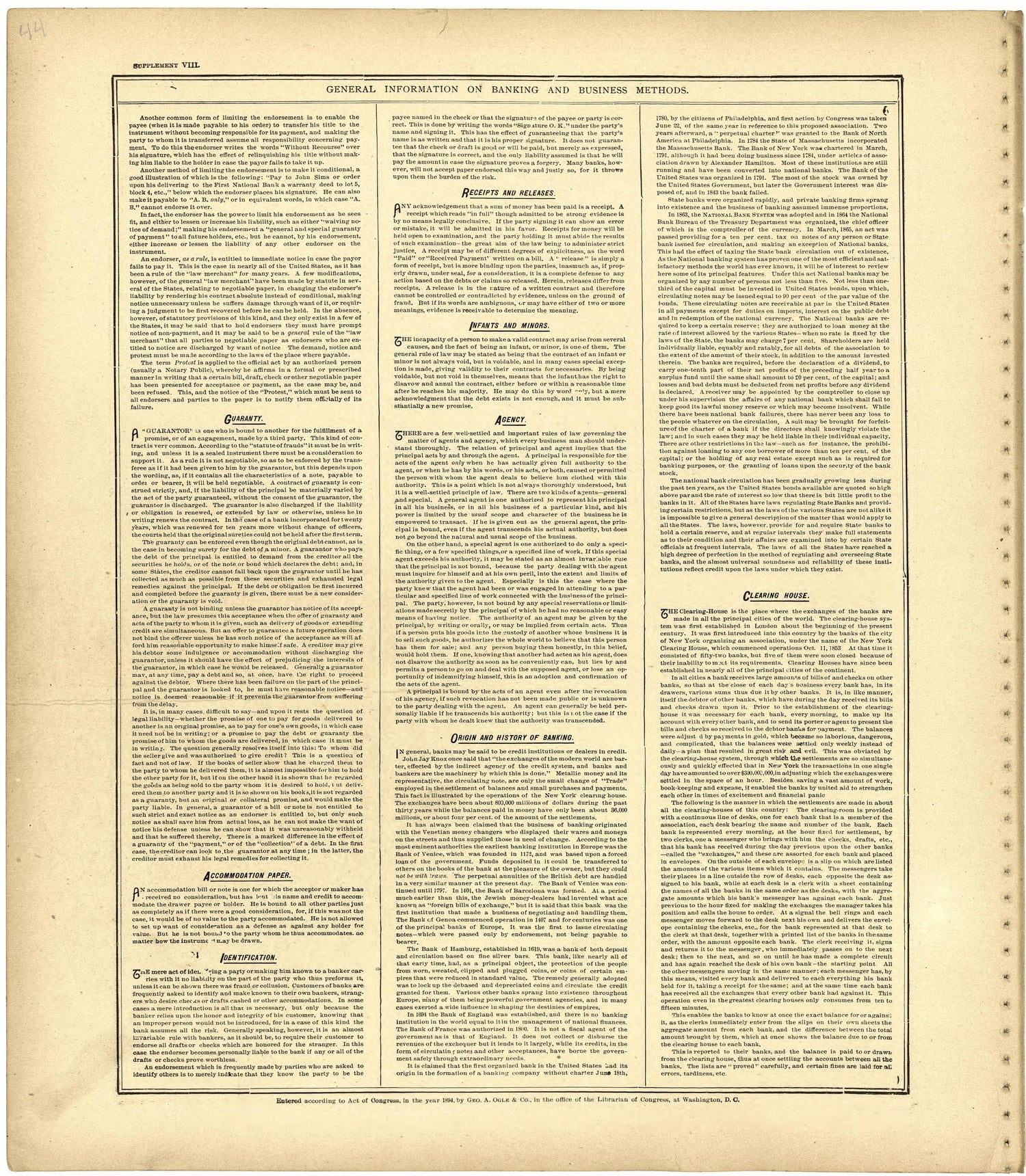General Information On Banking and Business Methods from Standard Atlas of St. Clair County, Missouri : Including a Plat Book of the Villages, Cities and Townships of the County, Map of the State, United States and World, Patrons Directory, Reference ... by Relic Map Company