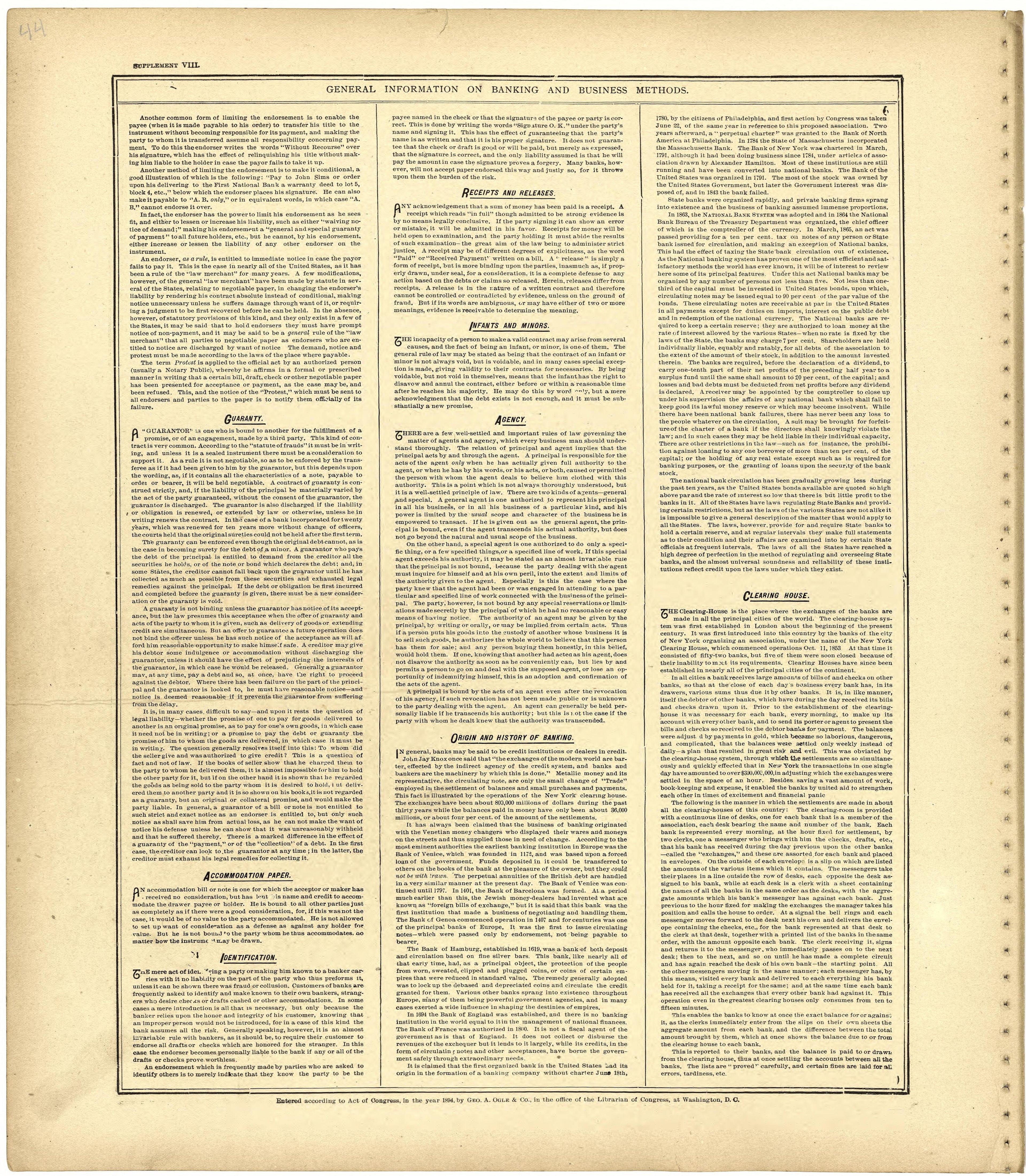 General Information On Banking and Business Methods from Standard Atlas of St. Clair County, Missouri : Including a Plat Book of the Villages, Cities and Townships of the County, Map of the State, United States and World, Patrons Directory, Reference ... by Relic Map Company