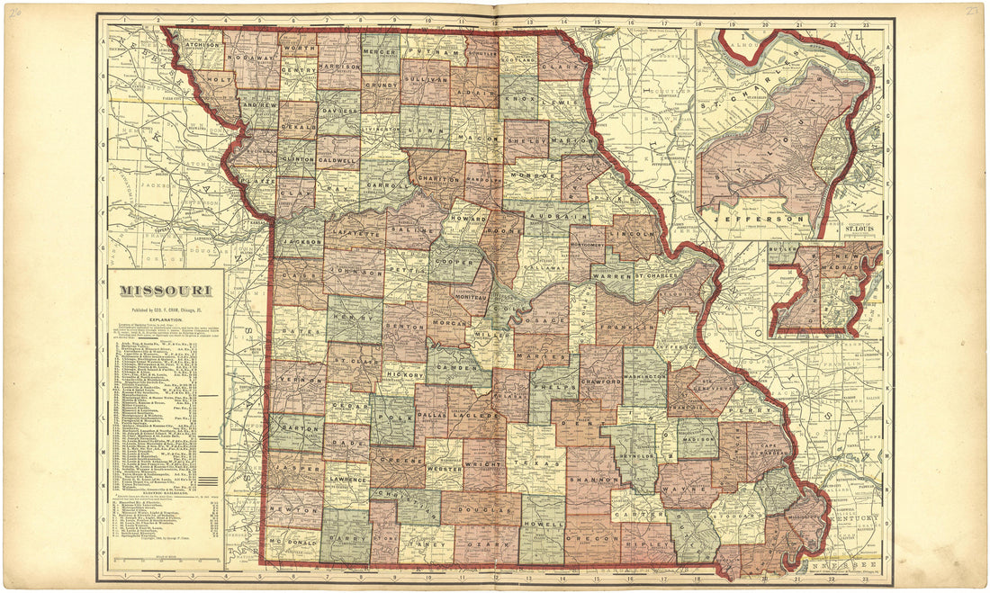 Missouri from Standard Atlas of St. Clair County, Missouri : Including a Plat Book of the Villages, Cities and Townships of the County, Map of the State, United States and World, Patrons Directory, Reference … 1903 by Relic Map Company