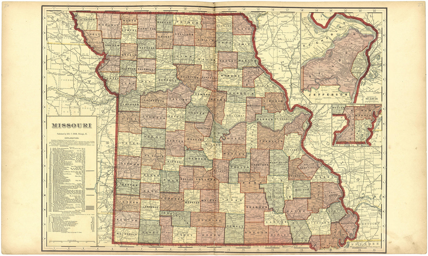 Missouri from Standard Atlas of St. Clair County, Missouri : Including a Plat Book of the Villages, Cities and Townships of the County, Map of the State, United States and World, Patrons Directory, Reference … 1903 by Relic Map Company