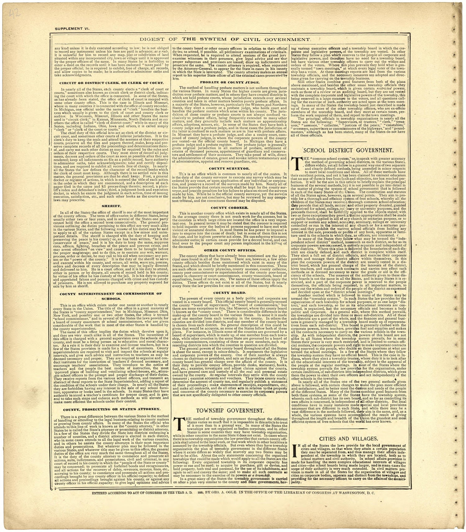 Digest of the System of Civil Government from Standard Atlas of St. Clair County, Missouri : Including a Plat Book of the Villages, Cities and Townships of the County, Map of the State, United States and World, Patrons Directory, Reference … 1903 by Relic Map Company
