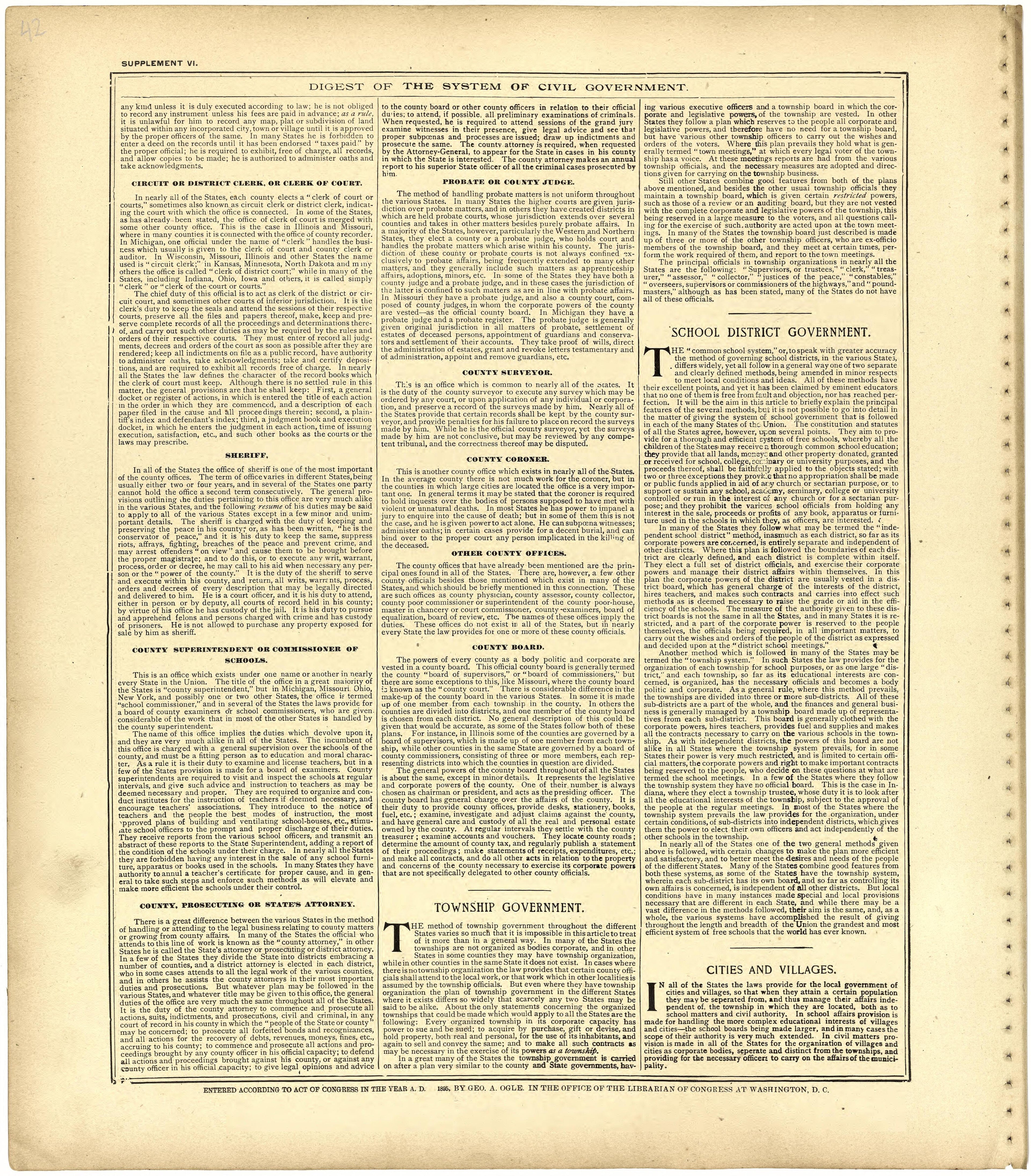 Digest of the System of Civil Government from Standard Atlas of St. Clair County, Missouri : Including a Plat Book of the Villages, Cities and Townships of the County, Map of the State, United States and World, Patrons Directory, Reference … 1903 by Relic Map Company