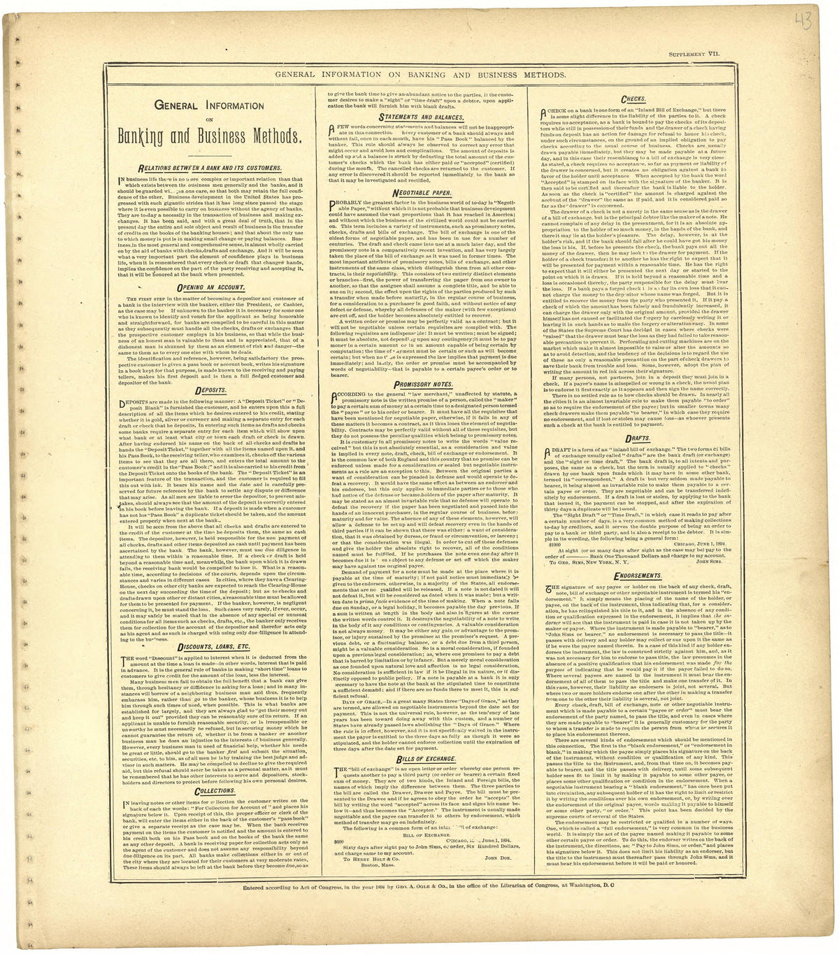 General Information On Banking and Business Methods from Standard Atlas of St. Clair County, Missouri : Including a Plat Book of the Villages, Cities and Townships of the County, Map of the State, United States and World, Patrons Directory, Reference ... by Relic Map Company