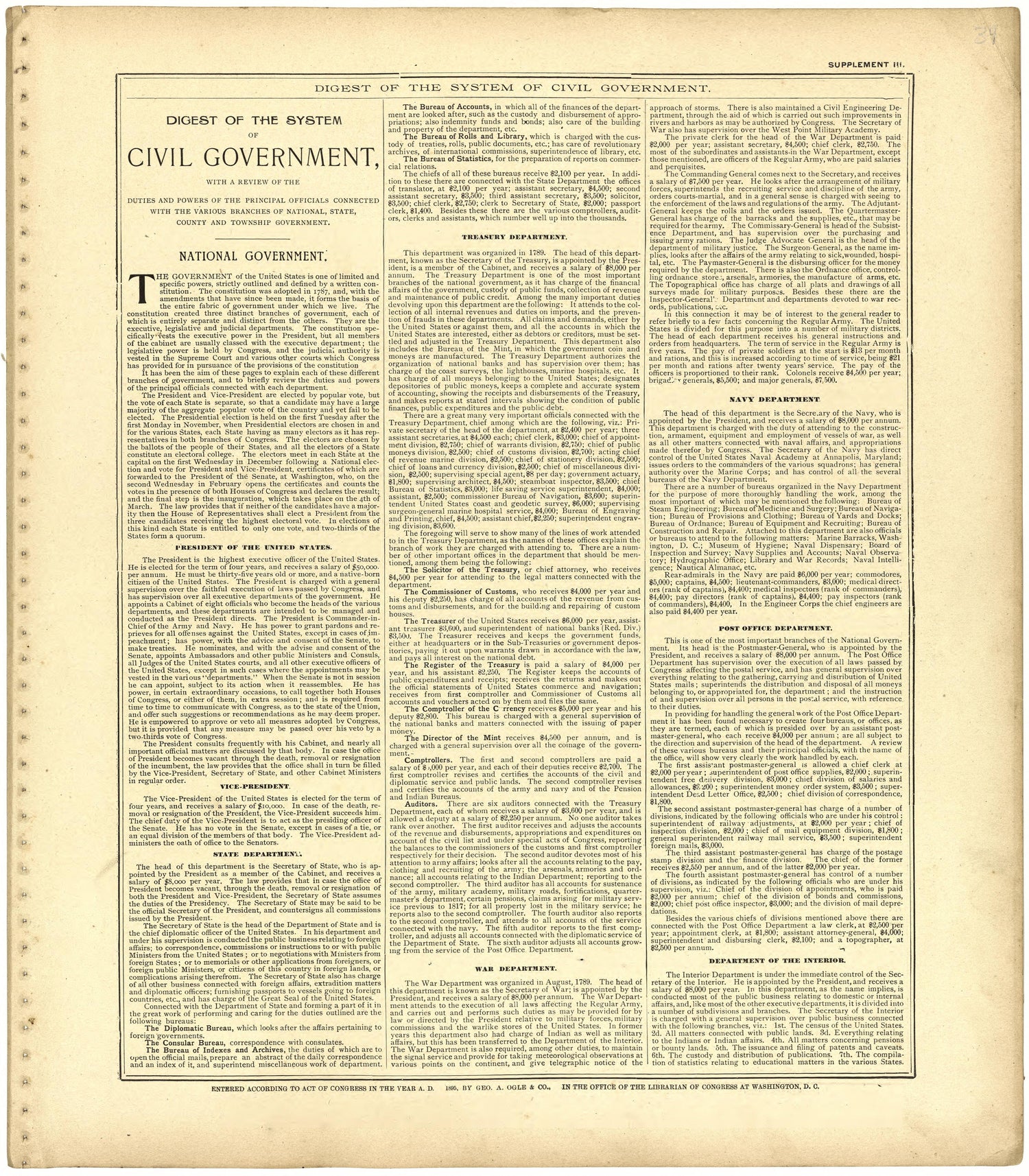 Digest of the System of Civil Government from Standard Atlas of St. Clair County, Missouri : Including a Plat Book of the Villages, Cities and Townships of the County, Map of the State, United States and World, Patrons Directory, Reference … 1903 by Relic Map Company
