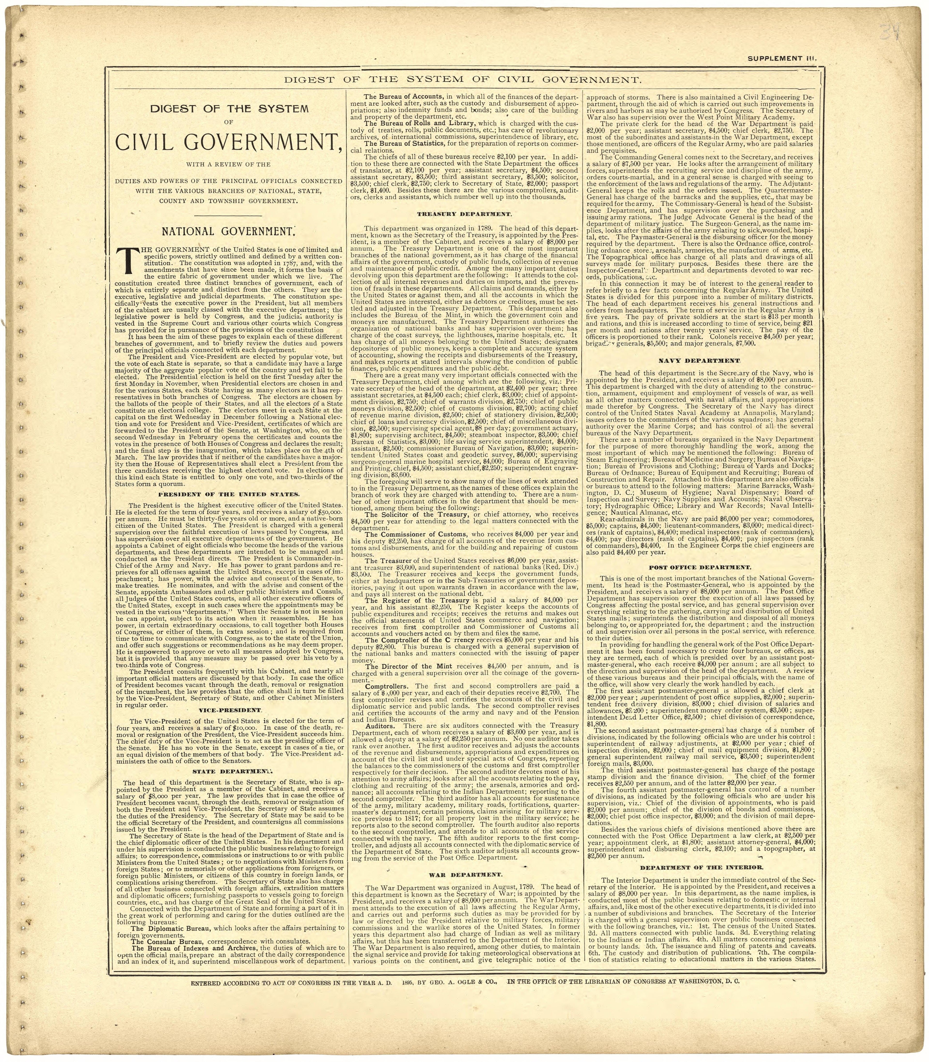 Digest of the System of Civil Government from Standard Atlas of St. Clair County, Missouri : Including a Plat Book of the Villages, Cities and Townships of the County, Map of the State, United States and World, Patrons Directory, Reference … 1903 by Relic Map Company