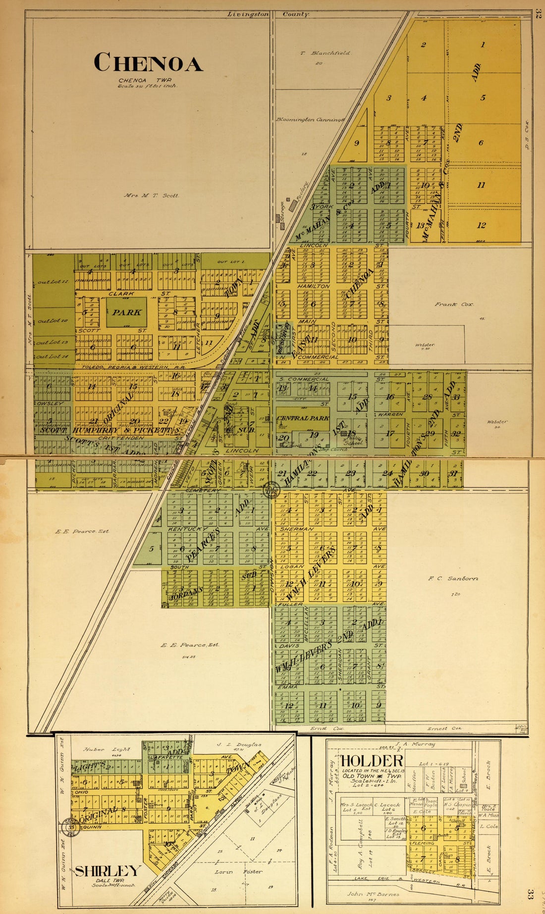 Chenoa from Standard Atlas of McLean County, Illinois, Including a Plat Book of the Villages, Cities and Townships of the County 1914 by Relic Map Company