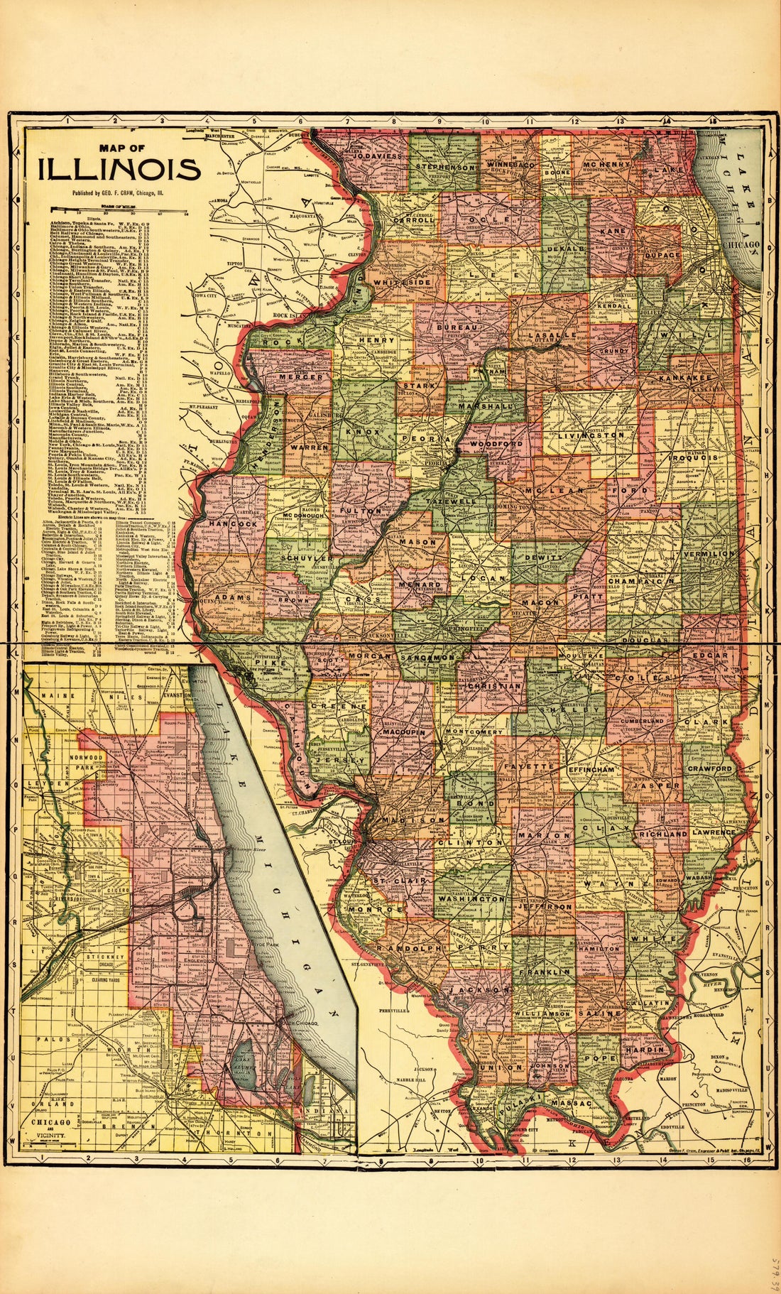 Illinois from Standard Atlas of McLean County, Illinois, Including a Plat Book of the Villages, Cities and Townships of the County 1914 by Relic Map Company