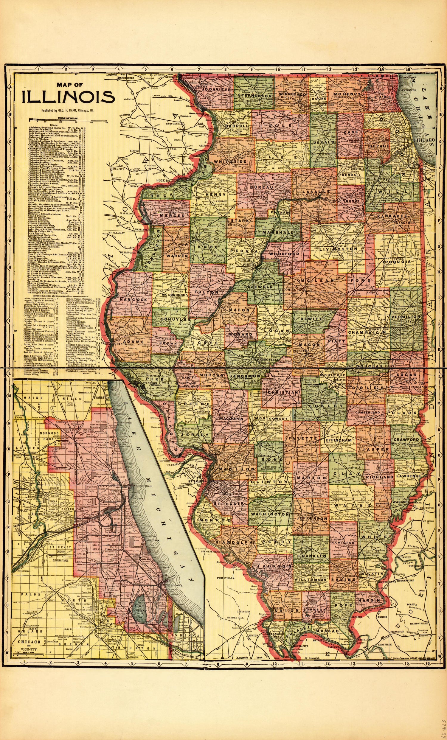 Illinois from Standard Atlas of McLean County, Illinois, Including a Plat Book of the Villages, Cities and Townships of the County 1914 by Relic Map Company
