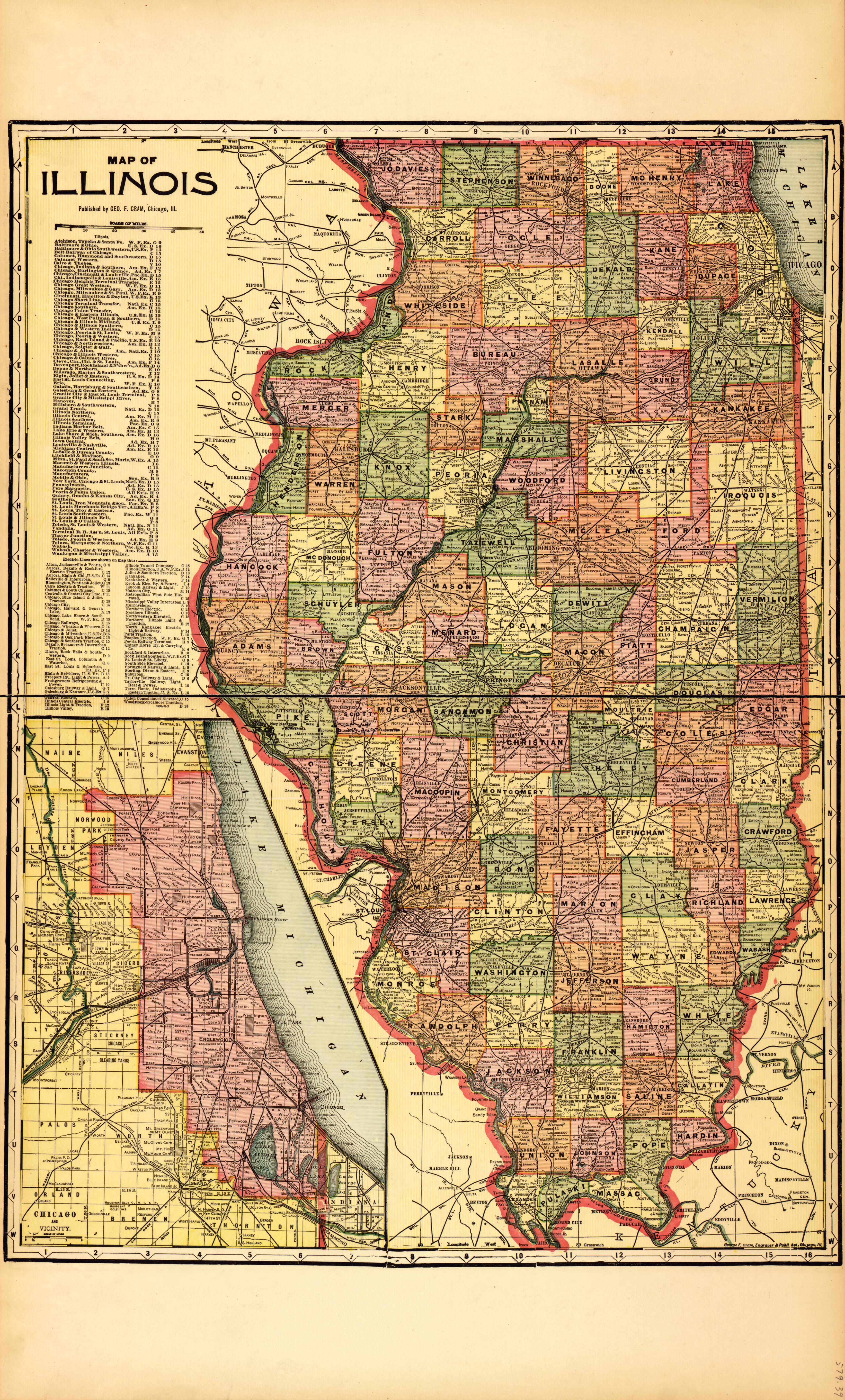 Illinois from Standard Atlas of McLean County, Illinois, Including a Plat Book of the Villages, Cities and Townships of the County 1914 by Relic Map Company