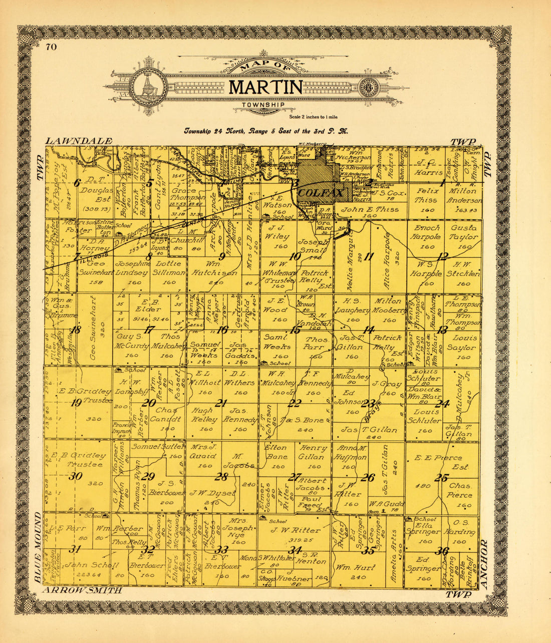 Martin from Standard Atlas of McLean County, Illinois, Including a Plat Book of the Villages, Cities and Townships of the County 1914 by Relic Map Company