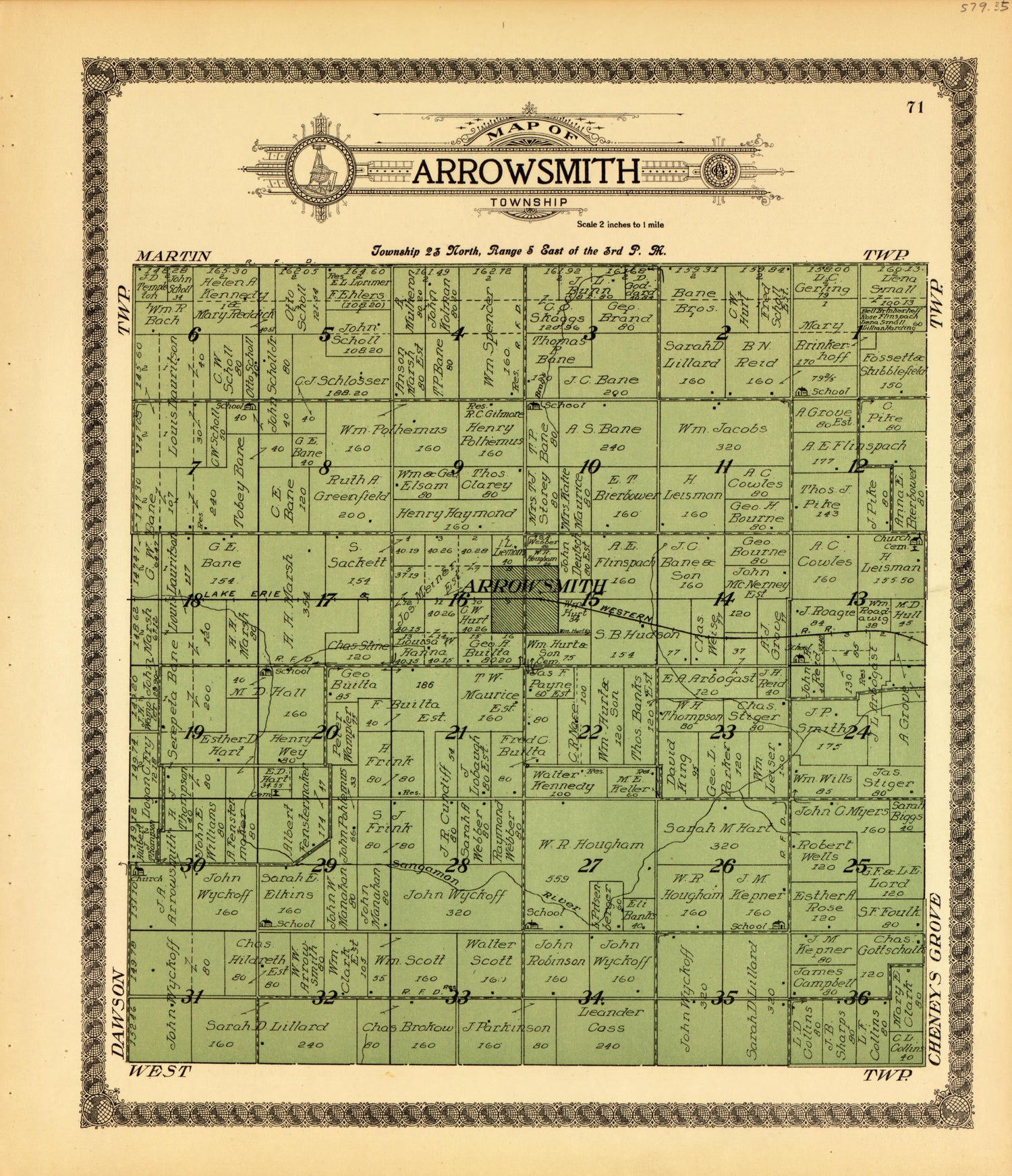 Arrowsmith from Standard Atlas of McLean County, Illinois, Including a Plat Book of the Villages, Cities and Townships of the County 1914 by Relic Map Company