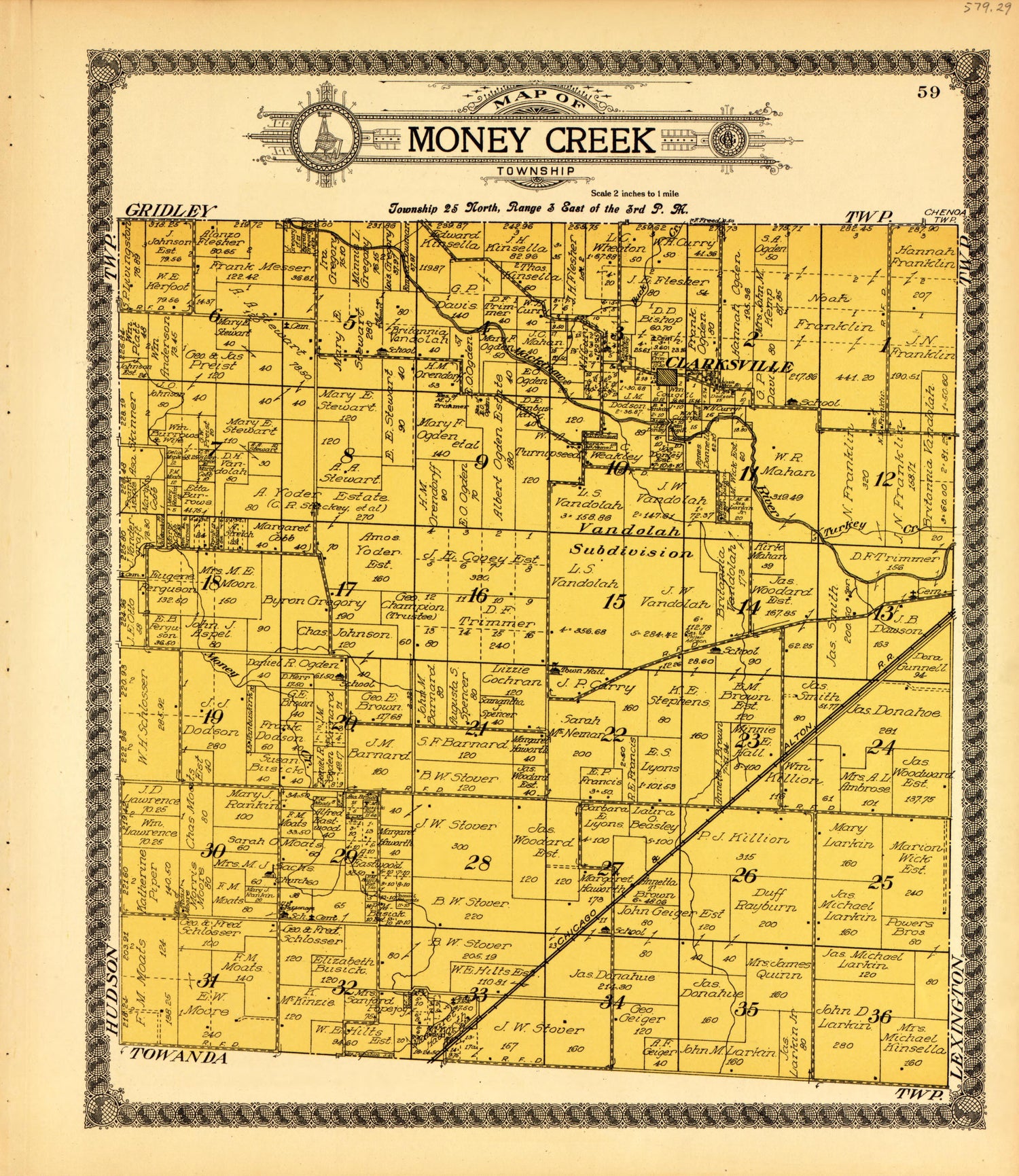 Money Creek from Standard Atlas of McLean County, Illinois, Including a Plat Book of the Villages, Cities and Townships of the County 1914 by Relic Map Company