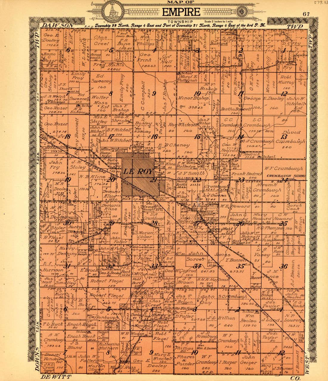 Empire from Standard Atlas of McLean County, Illinois, Including a Plat Book of the Villages, Cities and Townships of the County 1914 by Relic Map Company