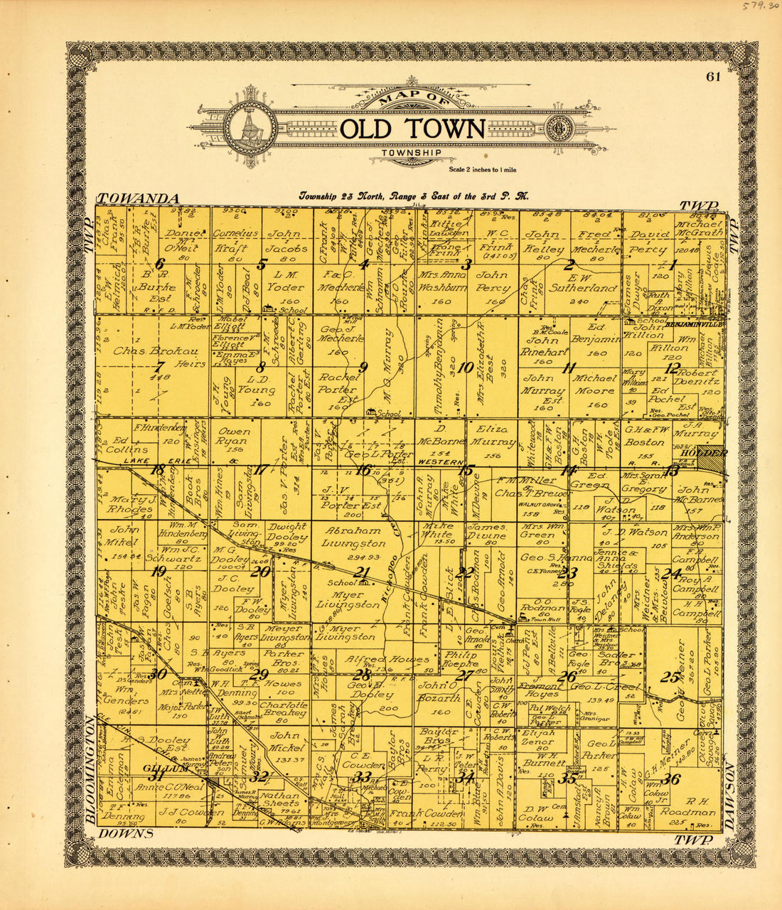 Old Town from Standard Atlas of McLean County, Illinois, Including a Plat Book of the Villages, Cities and Townships of the County 1914 by Relic Map Company