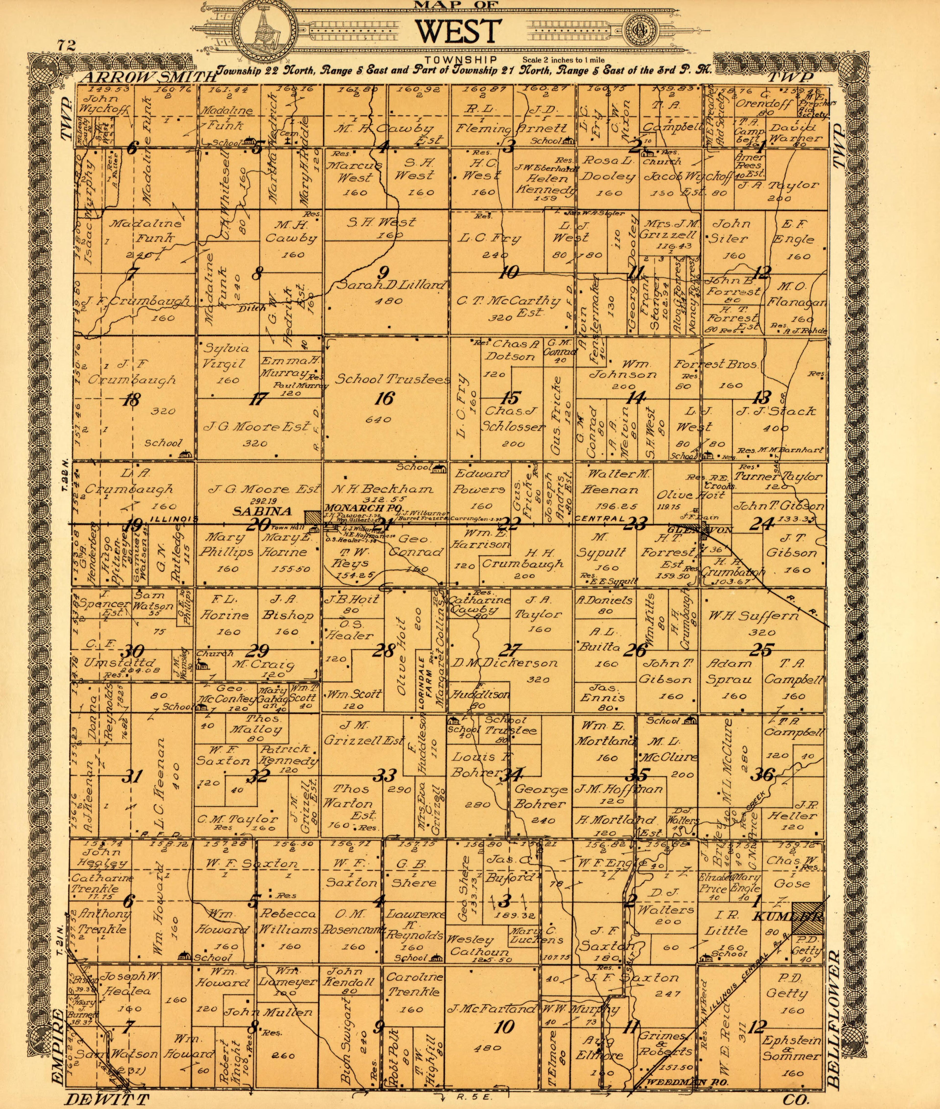 West from Standard Atlas of McLean County, Illinois, Including a Plat Book of the Villages, Cities and Townships of the County 1914 by Relic Map Company
