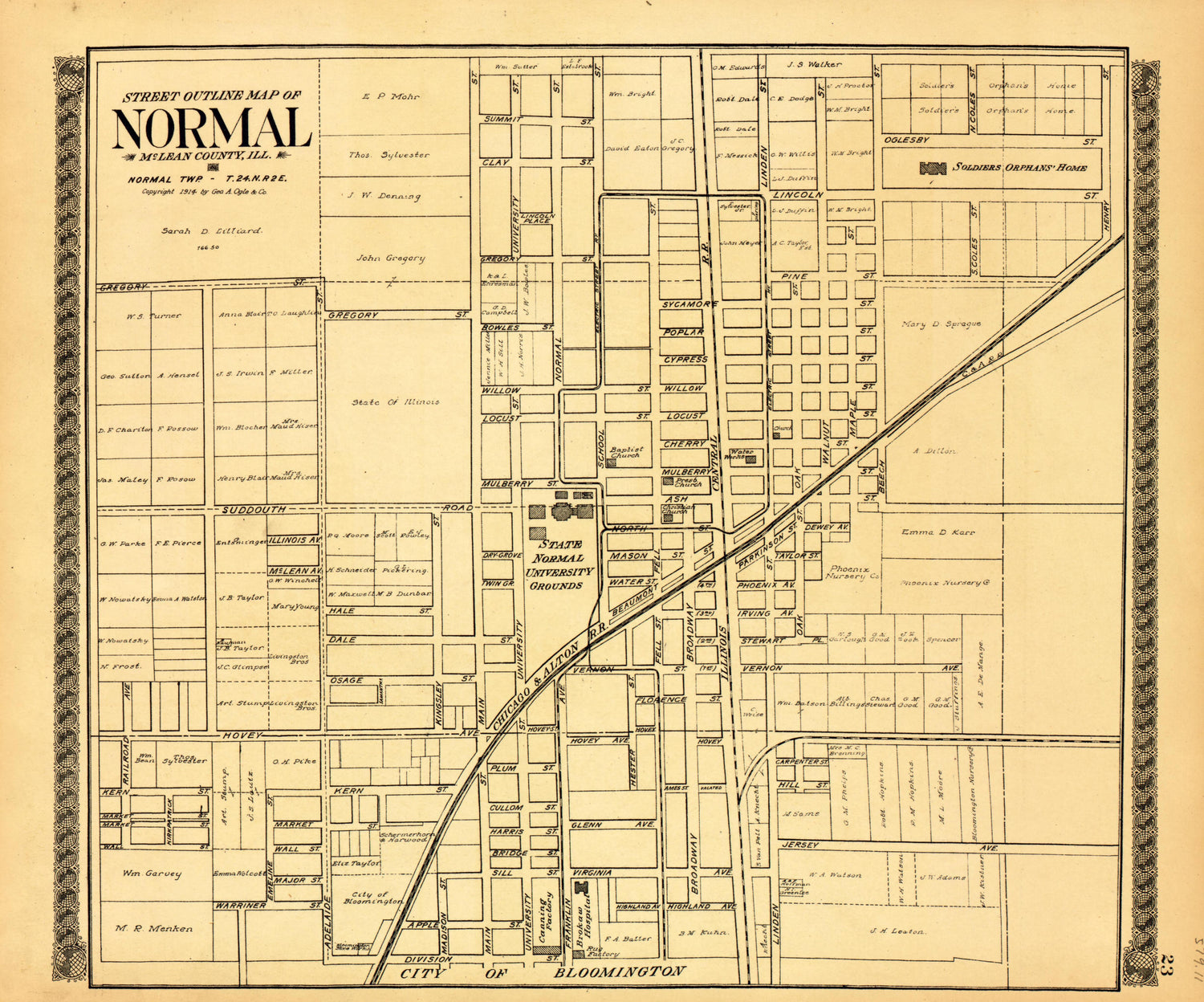Normal from Standard Atlas of McLean County, Illinois, Including a Plat Book of the Villages, Cities and Townships of the County 1914 by Relic Map Company