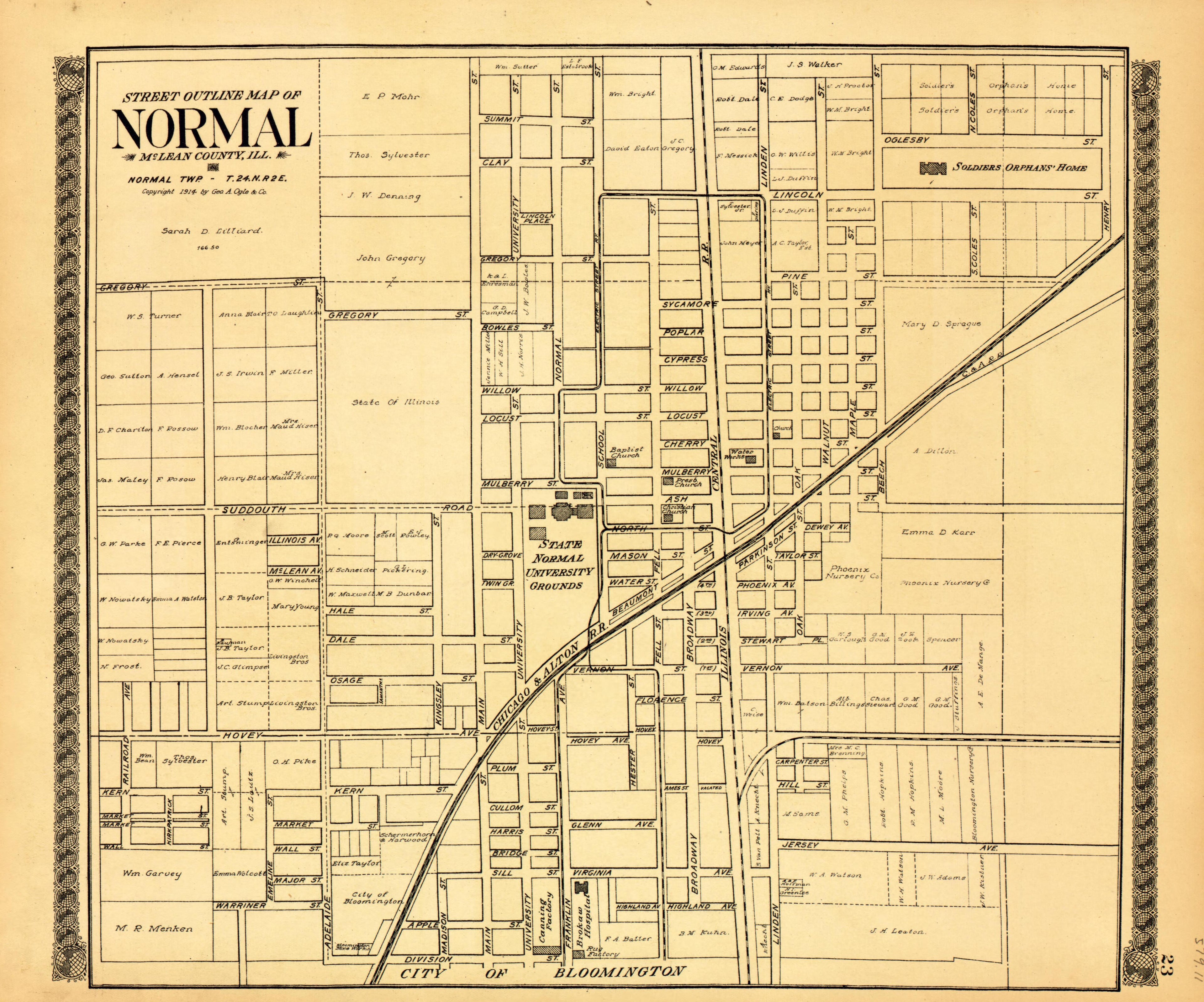 Normal from Standard Atlas of McLean County, Illinois, Including a Plat Book of the Villages, Cities and Townships of the County 1914 by Relic Map Company