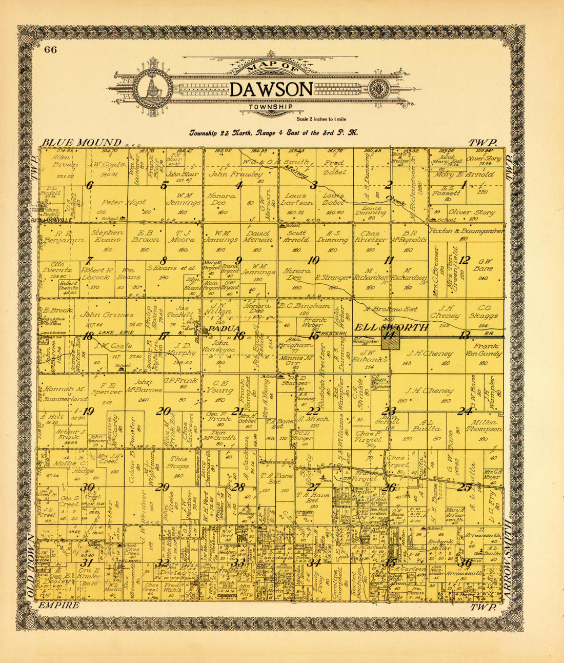 Dawson from Standard Atlas of McLean County, Illinois, Including a Plat Book of the Villages, Cities and Townships of the County 1914 by Relic Map Company