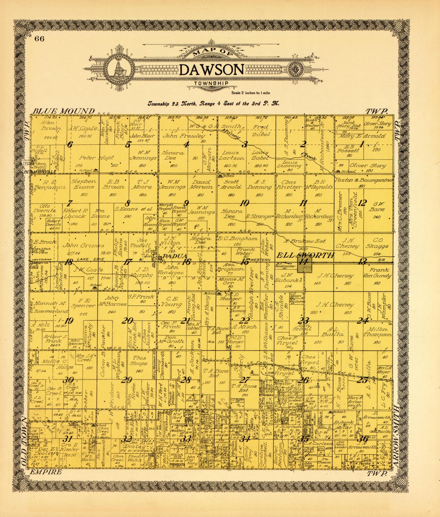 Dawson from Standard Atlas of McLean County, Illinois, Including a Plat Book of the Villages, Cities and Townships of the County 1914 by Relic Map Company