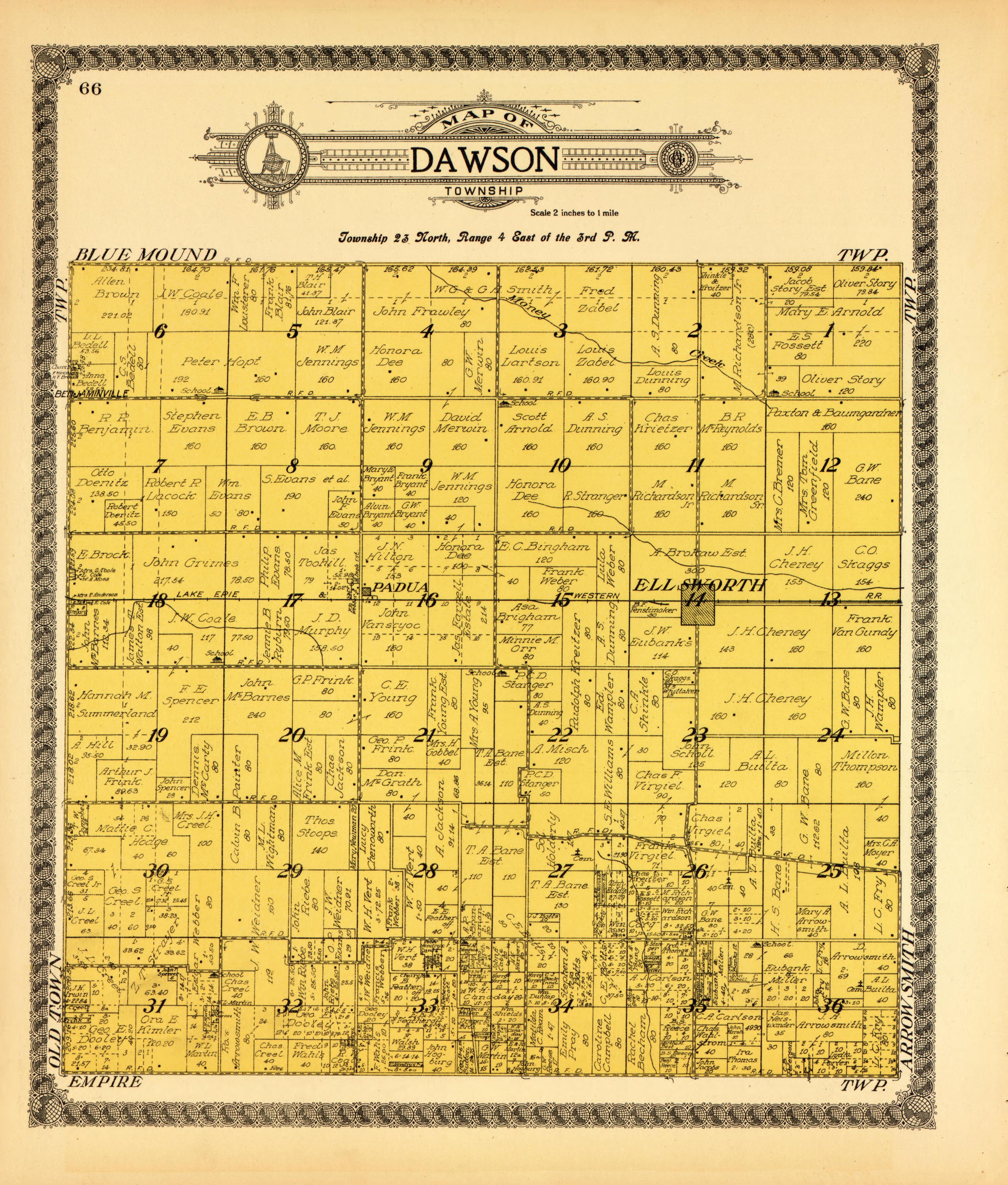 Dawson from Standard Atlas of McLean County, Illinois, Including a Plat Book of the Villages, Cities and Townships of the County 1914 by Relic Map Company