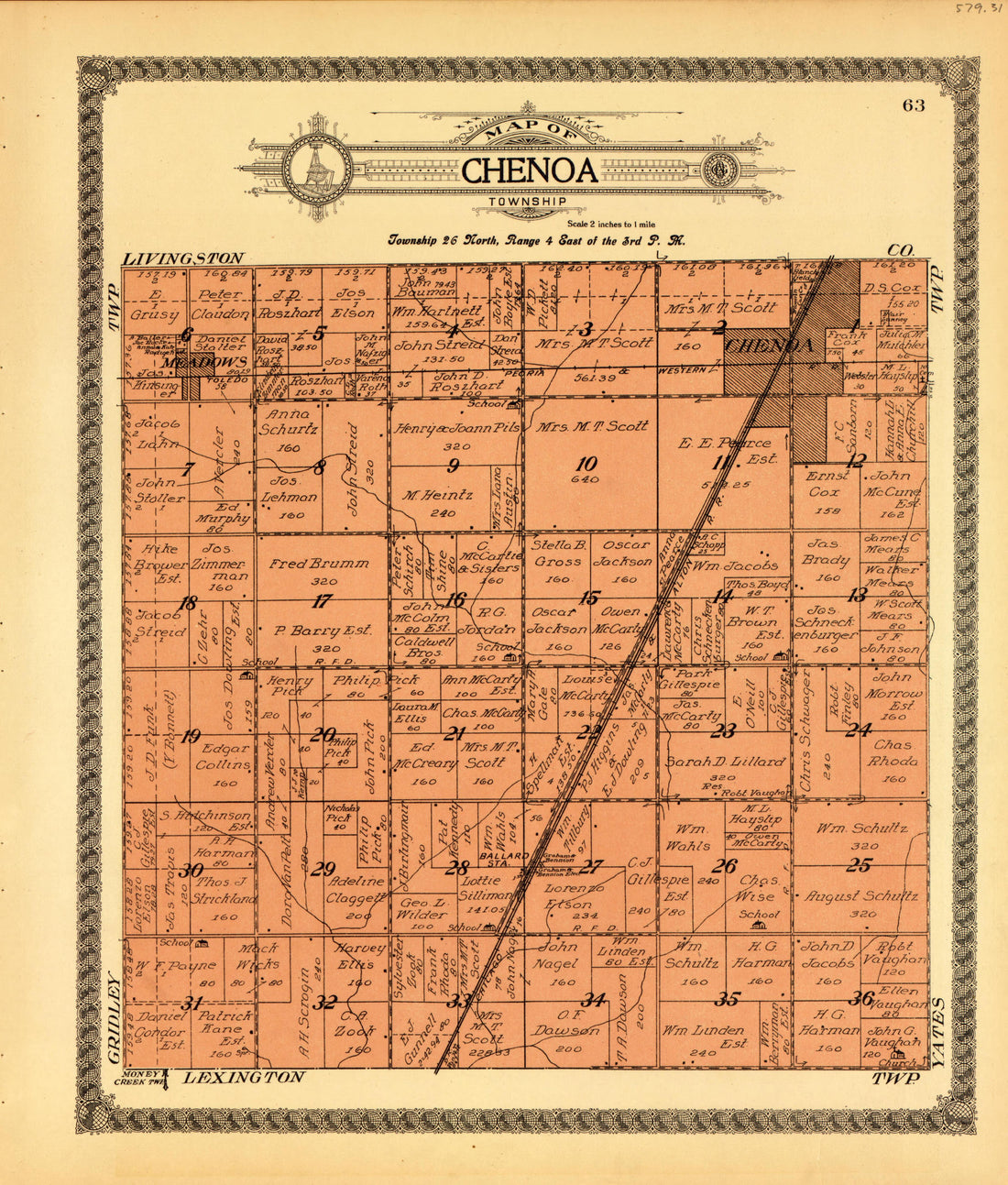 Chenoa from Standard Atlas of McLean County, Illinois, Including a Plat Book of the Villages, Cities and Townships of the County 1914 by Relic Map Company