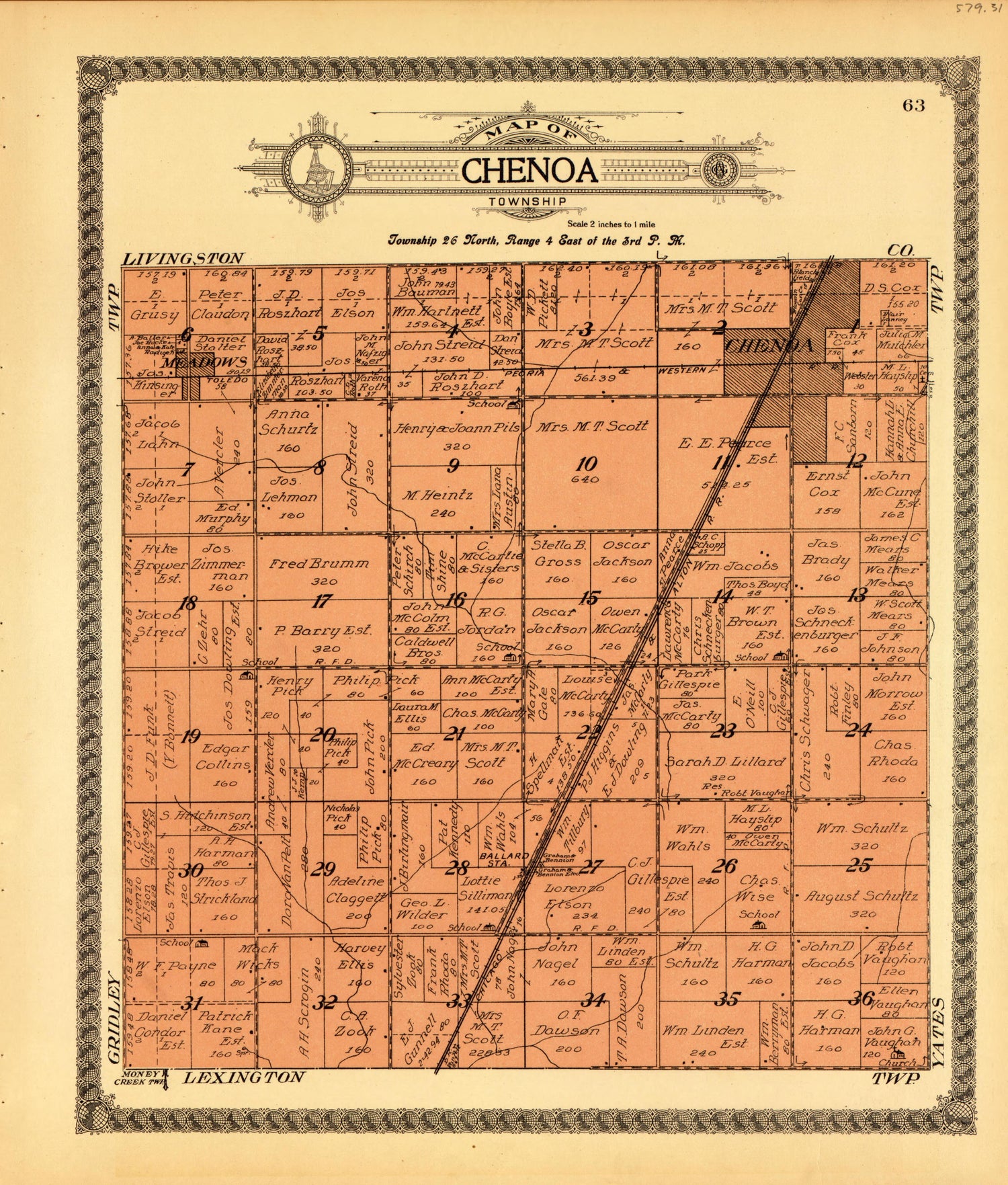 Chenoa from Standard Atlas of McLean County, Illinois, Including a Plat Book of the Villages, Cities and Townships of the County 1914 by Relic Map Company