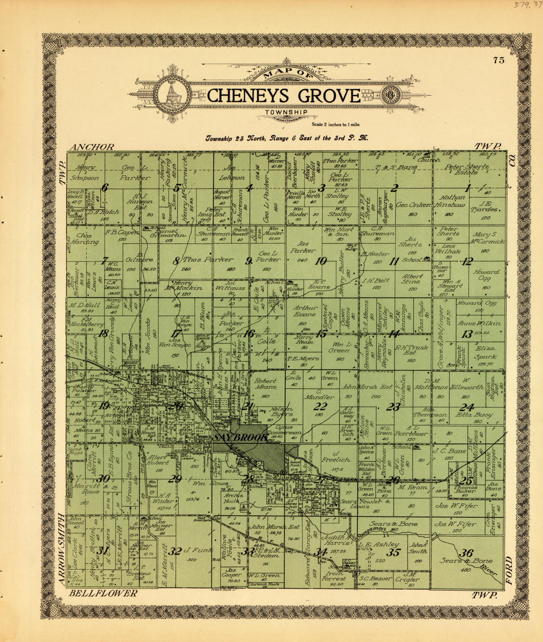 Cheneys Grove from Standard Atlas of McLean County, Illinois, Including a Plat Book of the Villages, Cities and Townships of the County 1914 by Relic Map Company