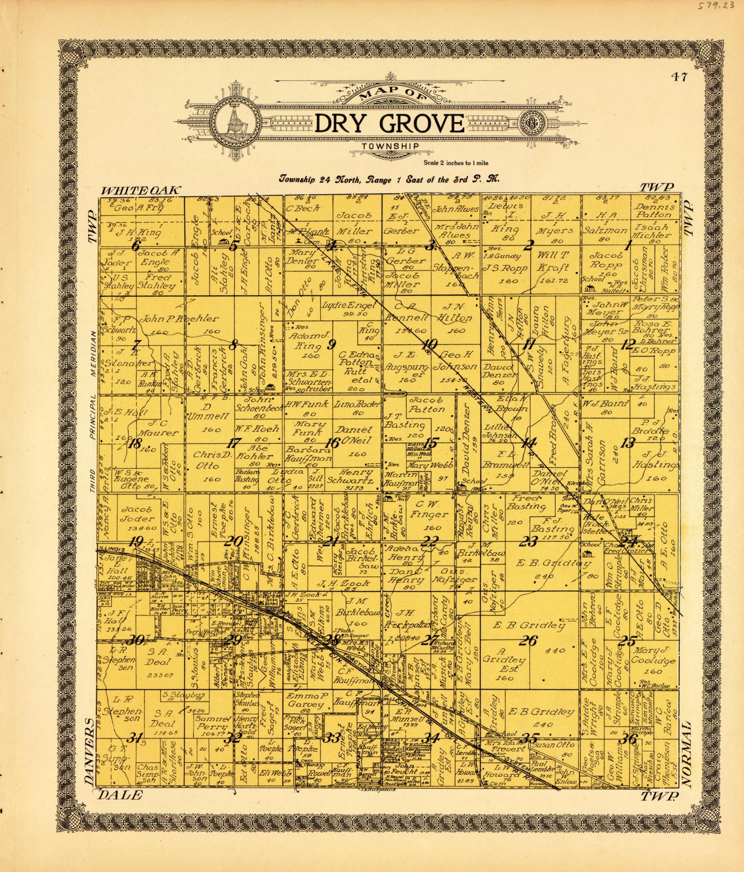 Dry Grove from Standard Atlas of McLean County, Illinois, Including a Plat Book of the Villages, Cities and Townships of the County 1914 by Relic Map Company