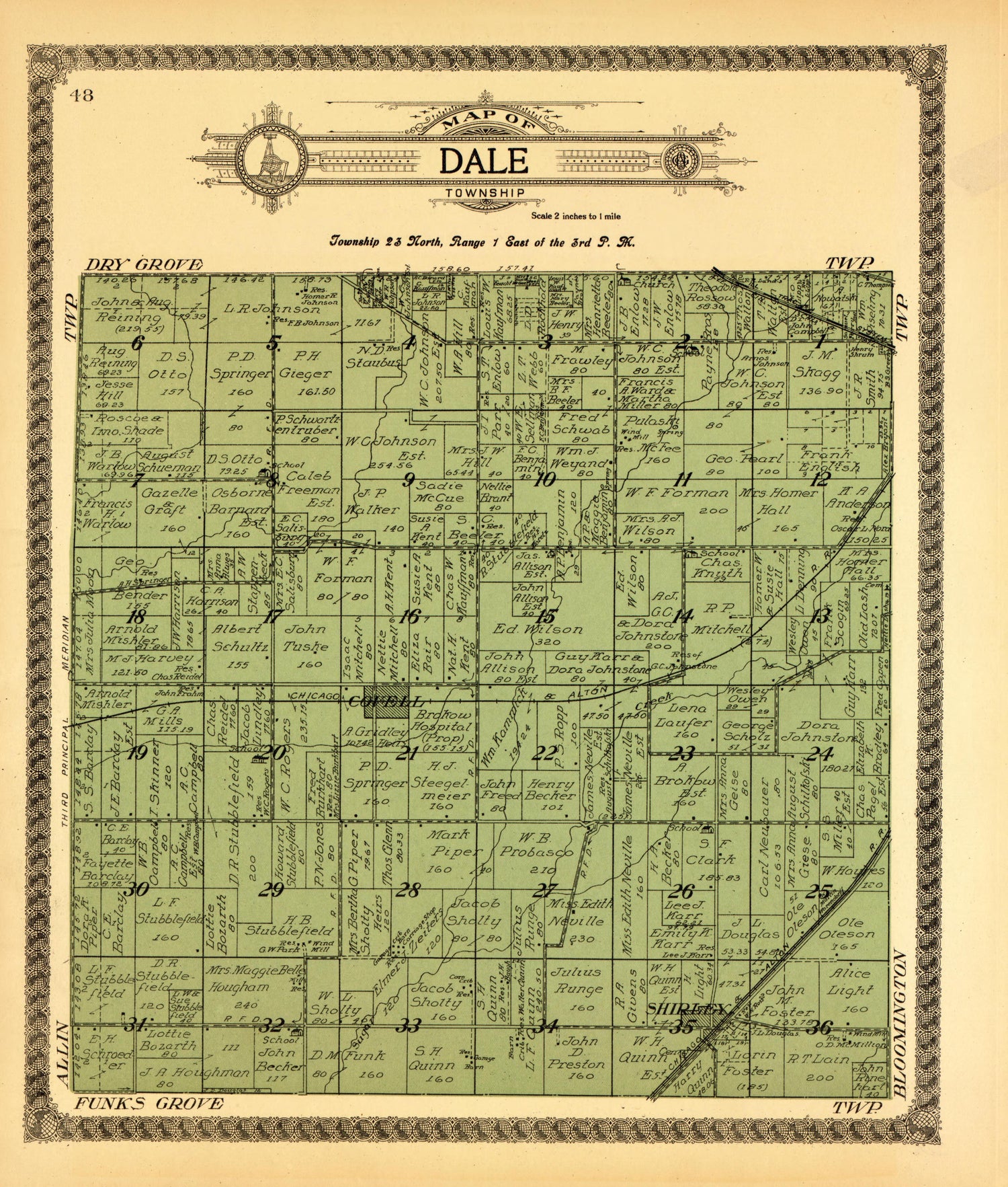 Dale from Standard Atlas of McLean County, Illinois, Including a Plat Book of the Villages, Cities and Townships of the County 1914 by Relic Map Company
