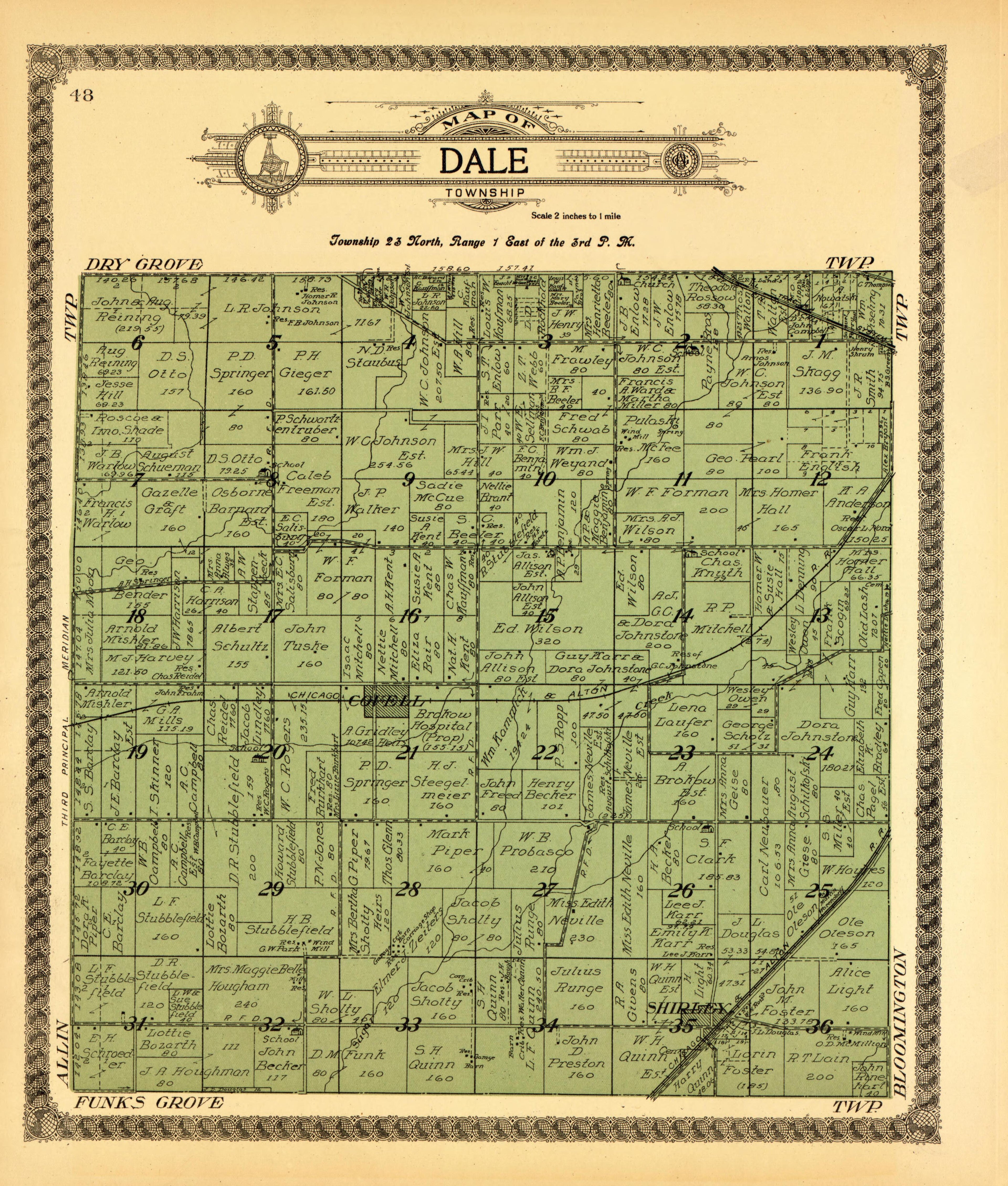 Dale from Standard Atlas of McLean County, Illinois, Including a Plat Book of the Villages, Cities and Townships of the County 1914 by Relic Map Company
