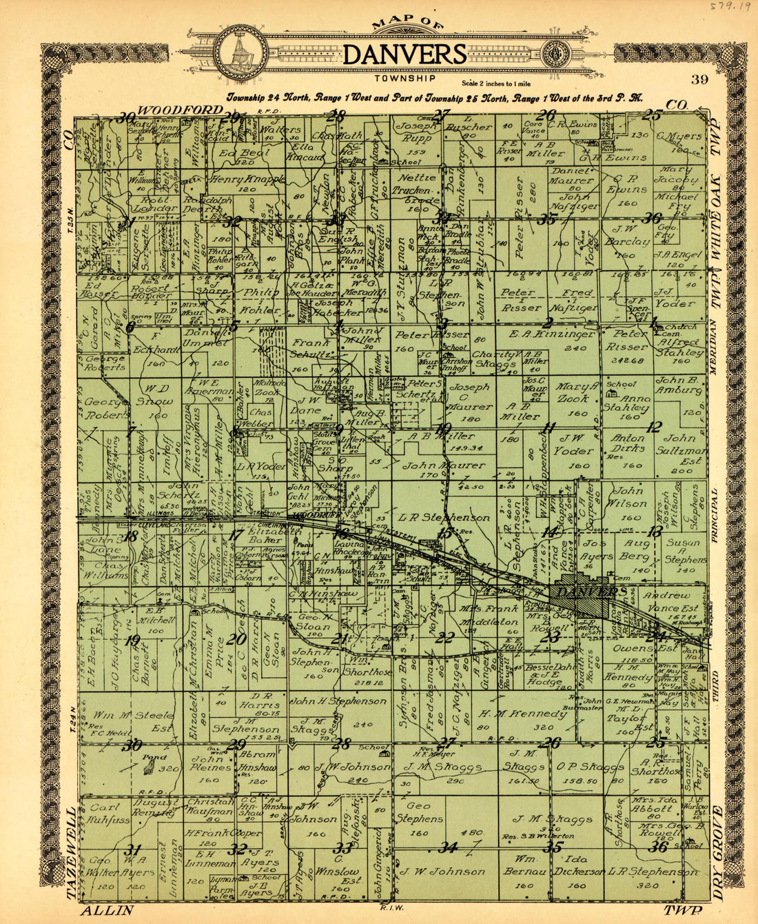 Danvers from Standard Atlas of McLean County, Illinois, Including a Plat Book of the Villages, Cities and Townships of the County 1914 by Relic Map Company