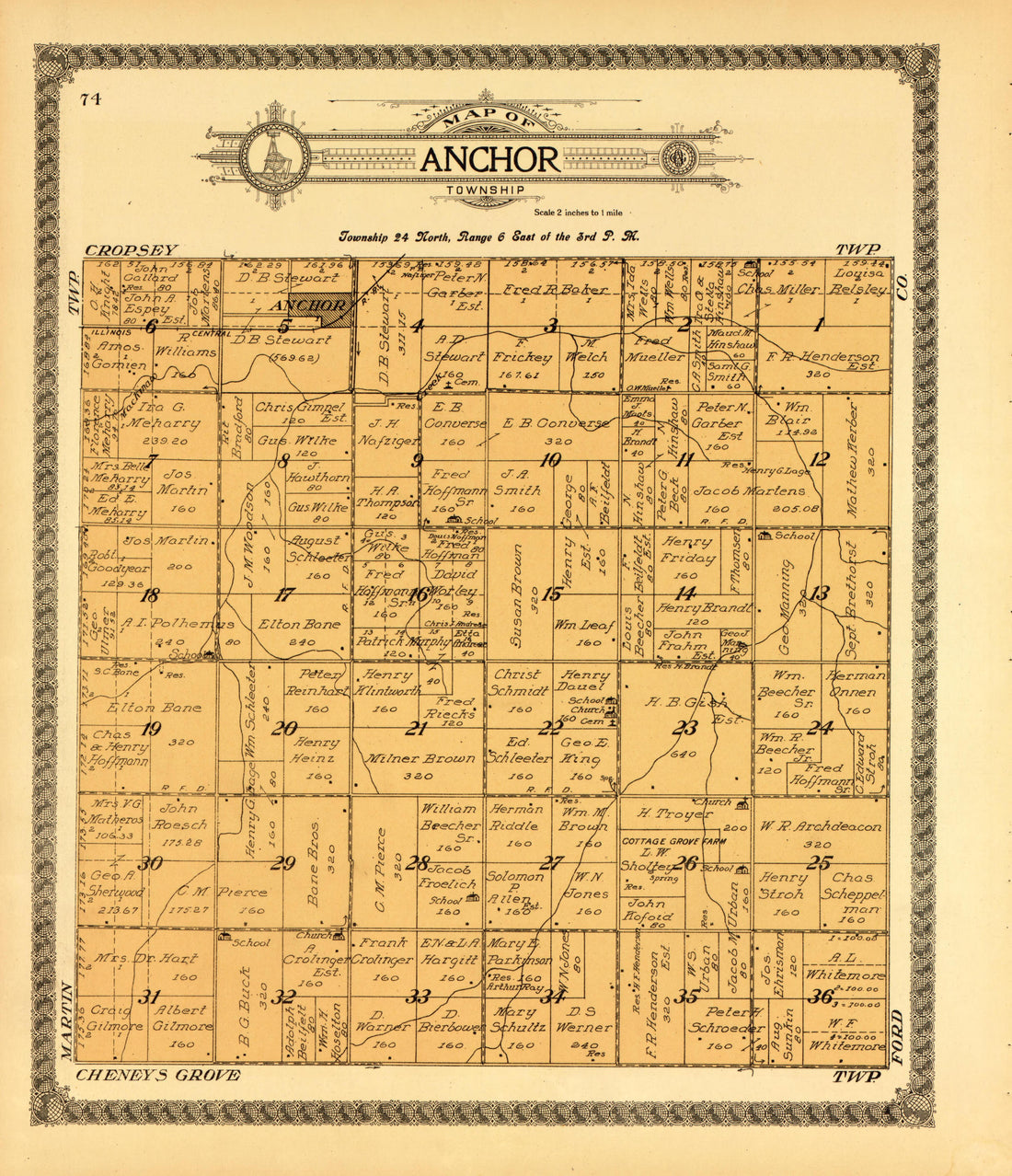 Anchor from Standard Atlas of McLean County, Illinois, Including a Plat Book of the Villages, Cities and Townships of the County 1914 by Relic Map Company