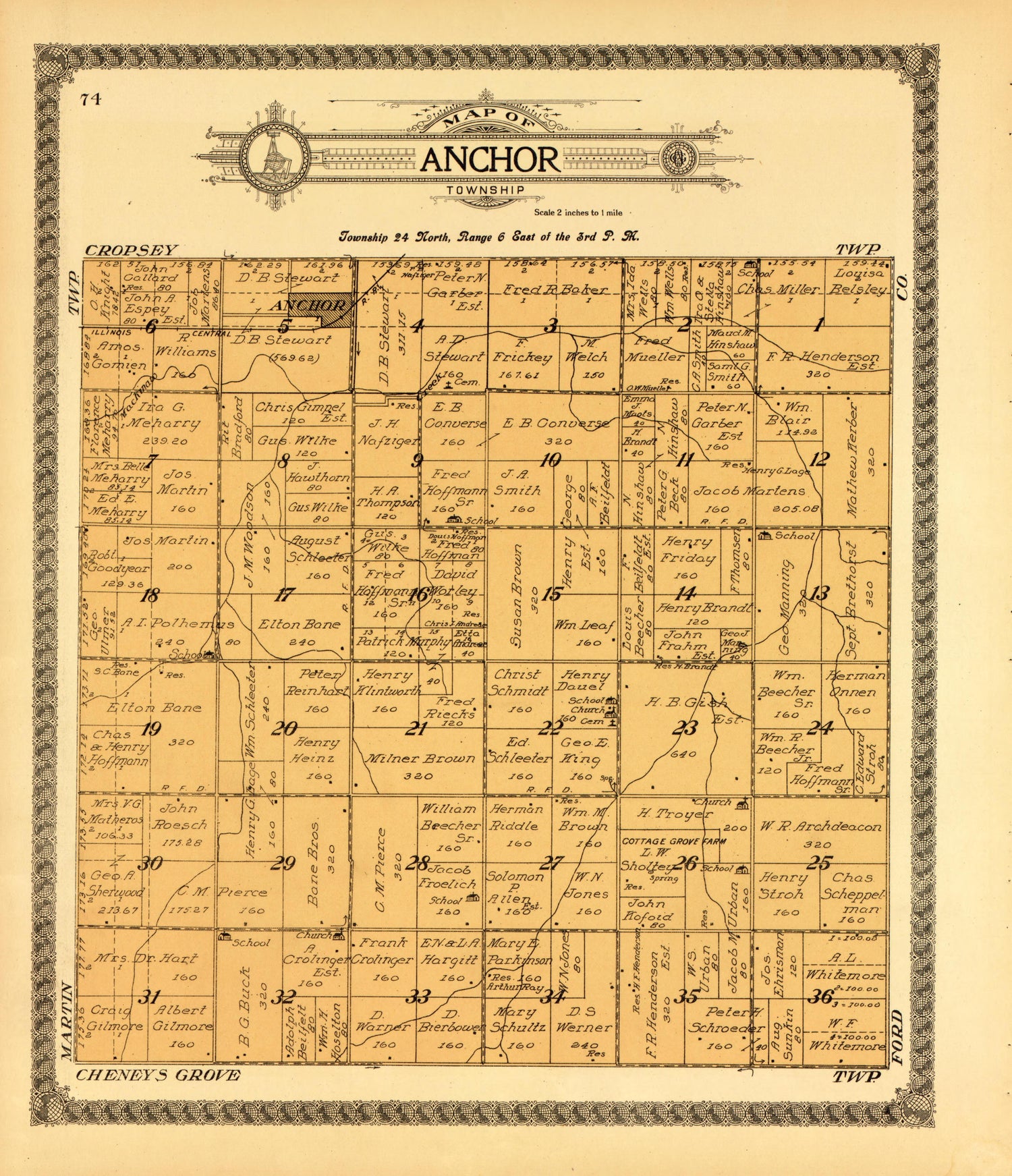 Anchor from Standard Atlas of McLean County, Illinois, Including a Plat Book of the Villages, Cities and Townships of the County 1914 by Relic Map Company