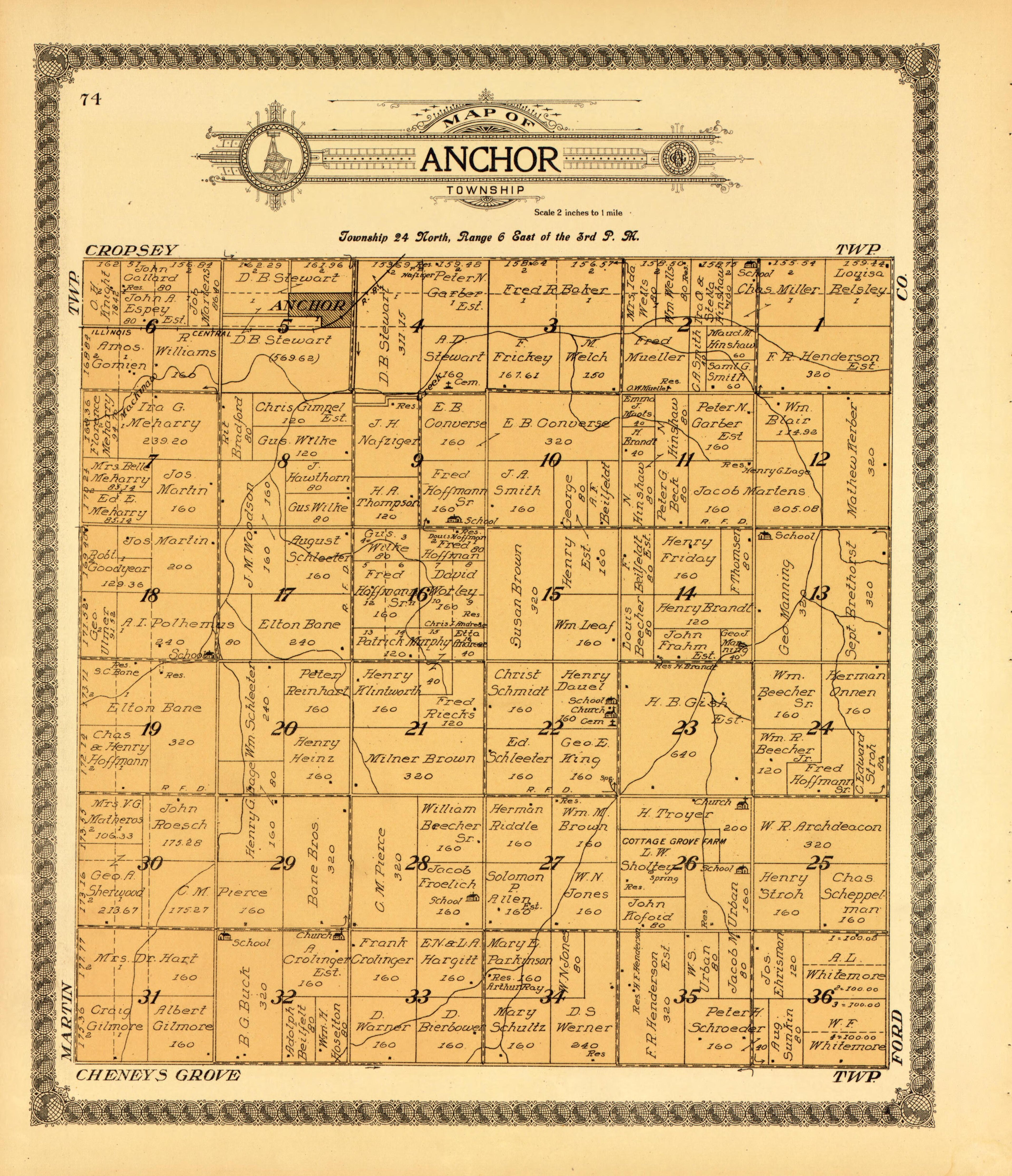 Anchor from Standard Atlas of McLean County, Illinois, Including a Plat Book of the Villages, Cities and Townships of the County 1914 by Relic Map Company